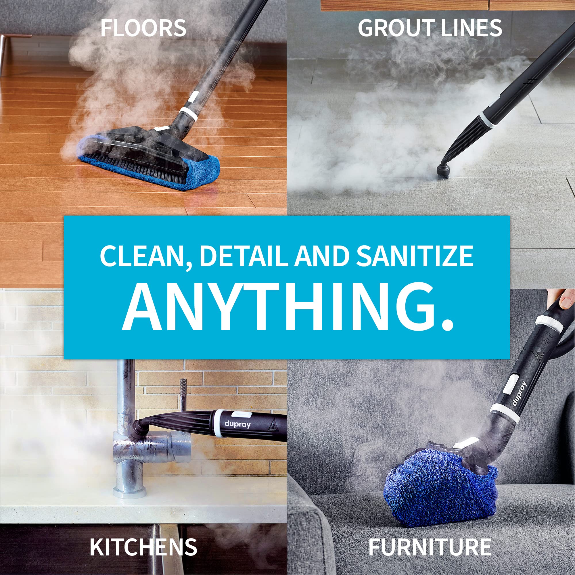 Dupray One Plus Steam Cleaner  Most Powerful Home And Professional, Chemical Free, Disinfecting, Portable Steamer For Cars, Floo