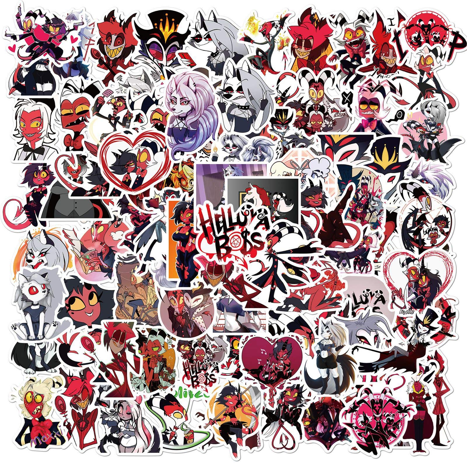 Helluva Boss Stickers, 100Pcs, Cartoon Movie Vinyl Stickers Decals, Cute Cool Laptop Water Bottle Stickers, Stickers For Hydro F