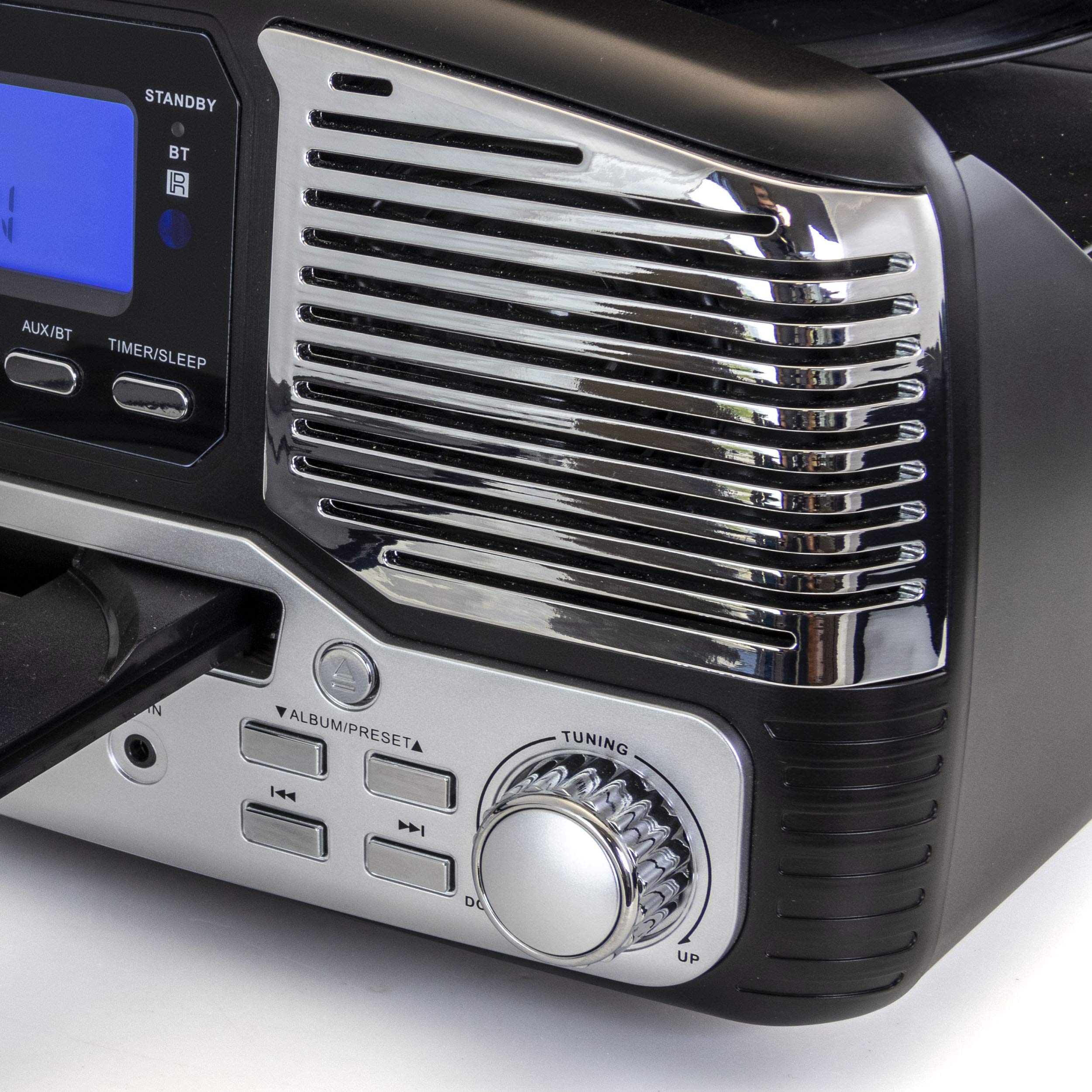 Trexonic Retro Record Player With Bluetooth, Cd Players And 3-Speed Turntable In Black