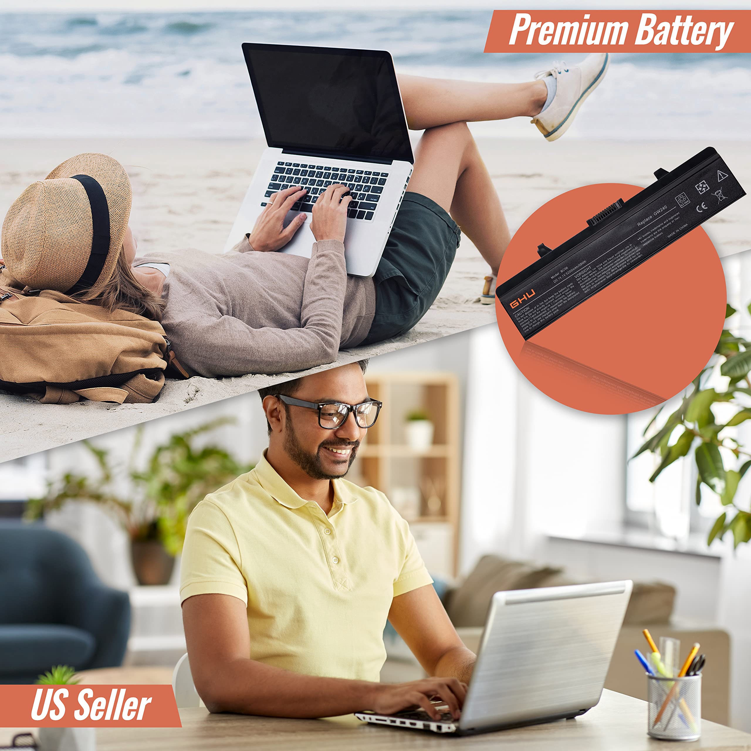 Ghu Premium 58Wh Compatible With Dell Inspiring 1545 Battery Dell Battery Module Type X284G, Dell Laptop Battery X284G, Rn873 De