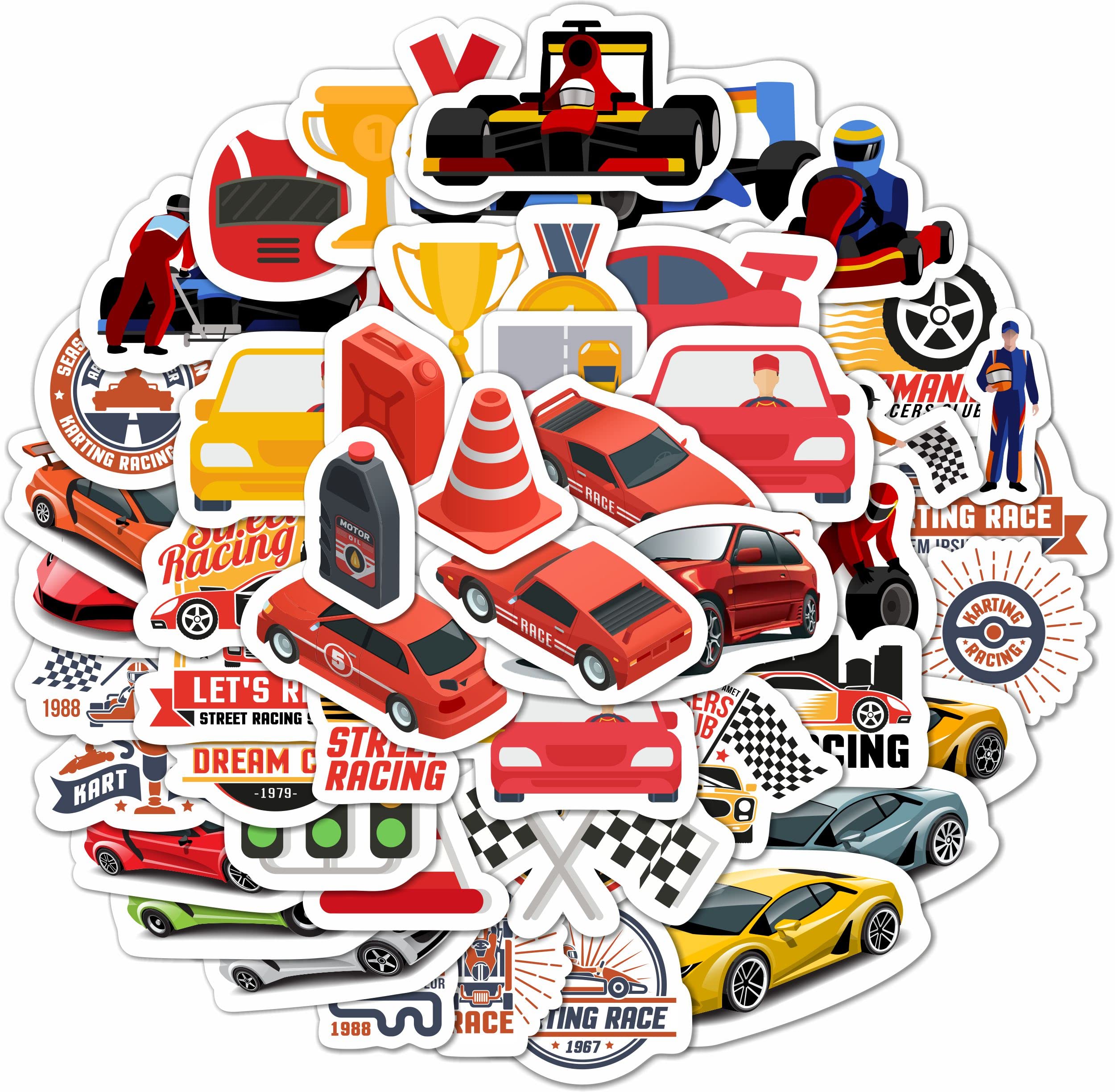 100Pcs Race Car Stickers, Racing Stickers And Decals, Race Car, Race Car Party Favors, Car Racing Gifts, Race Car Birthday Decor