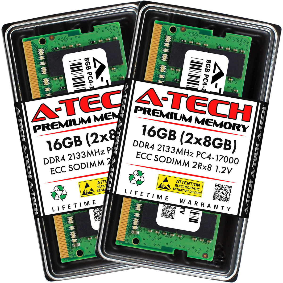 A Tech 16Gb (2X8Gb) Ddr4 2133Mhz Pc4 17000 (Pc4 2133P) Cl15 Ecc Sodimm 2Rx8 1.2V 260 Pin Ram Memory For Microserver, Workstation