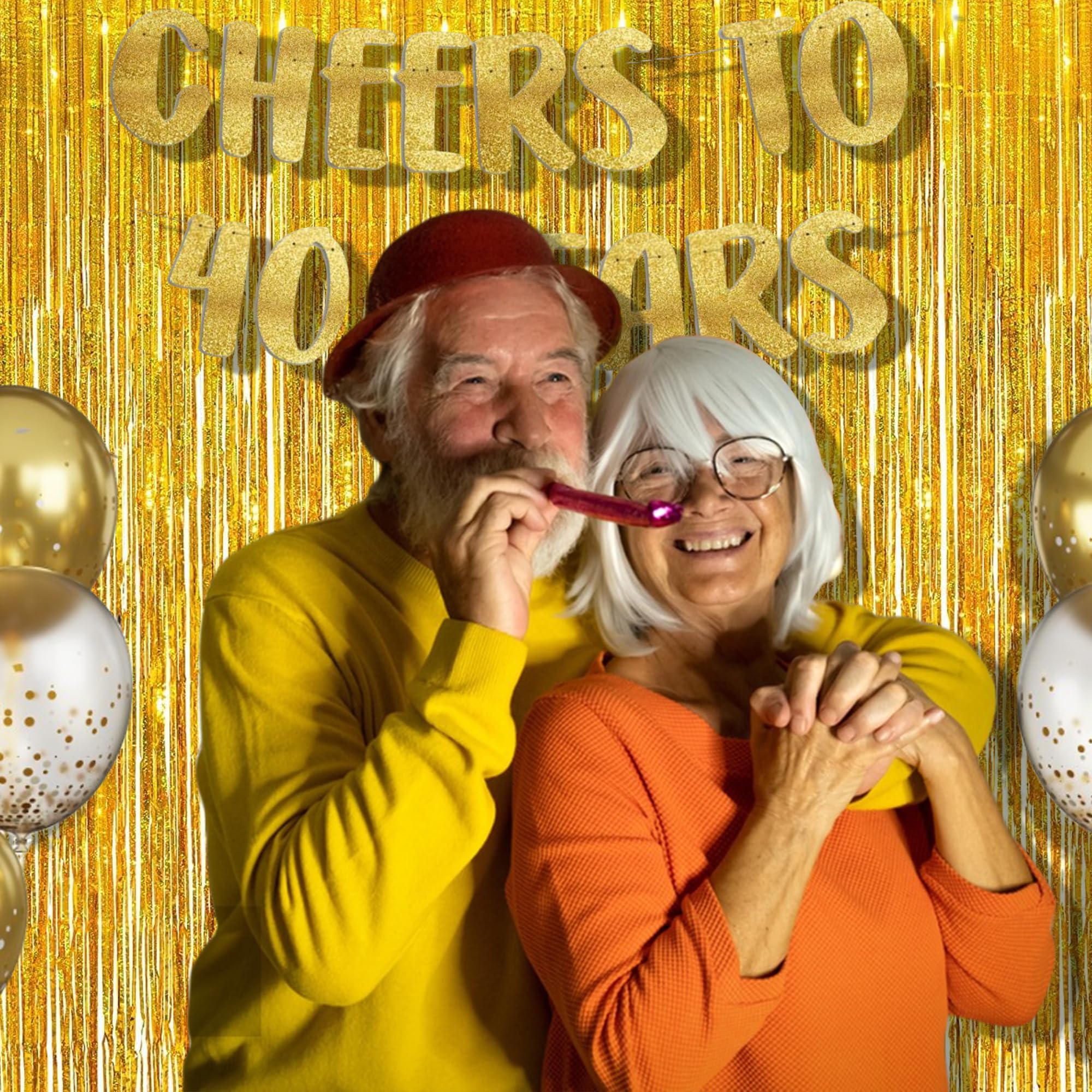 Braveshine Gold Tinsel Foil Fringe Curtains   2Pcs 3.2X8.2Ft Holidays Photo Backdrop For Men 60Th Birthdays/Bridal Wedding/Engag