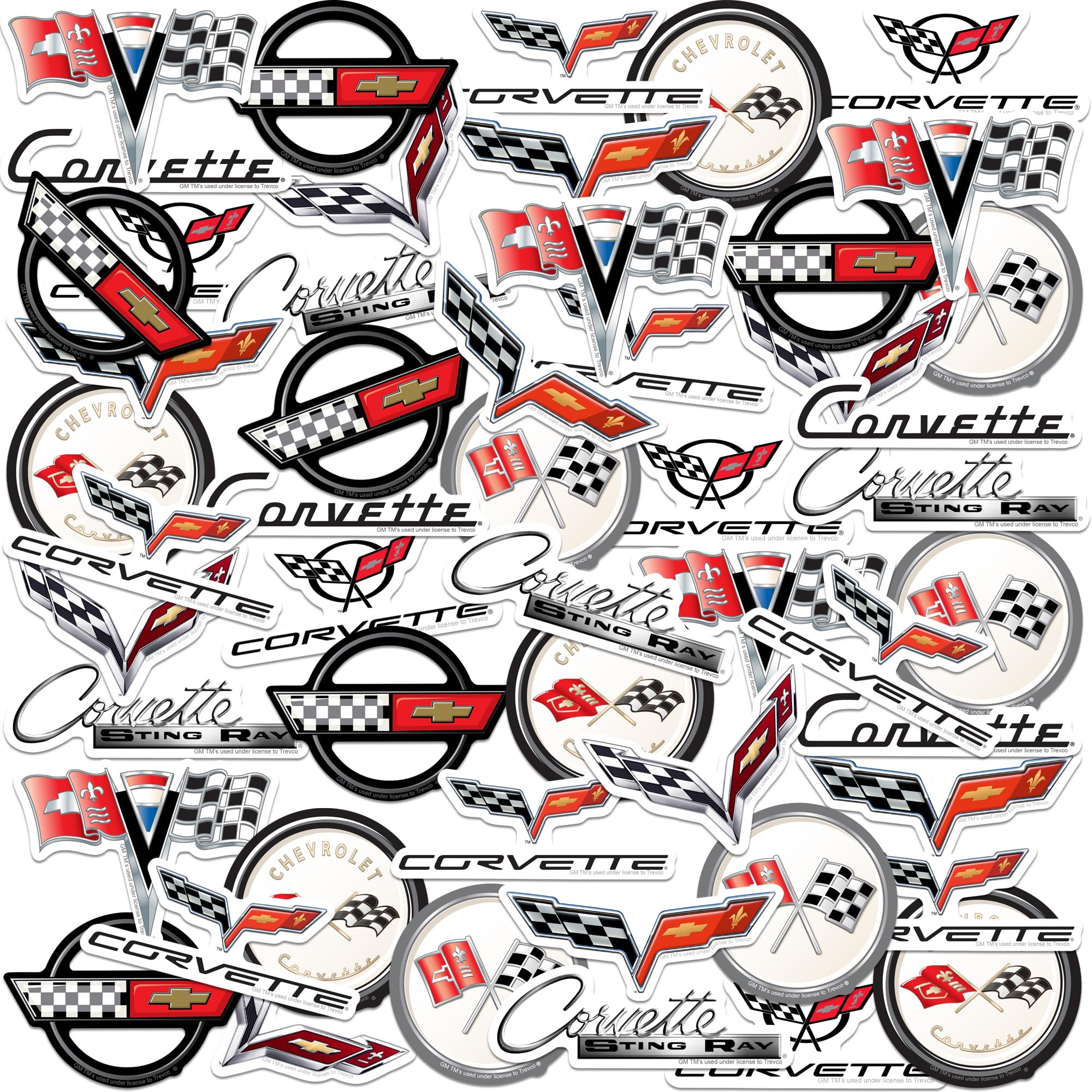 Chevrolet Corvette 50Ct Vinyl Large Deluxe Stickers Variety Pack   Laptop, Water Bottle, Scrapbooking, Tablet, Skateboard, Indoo
