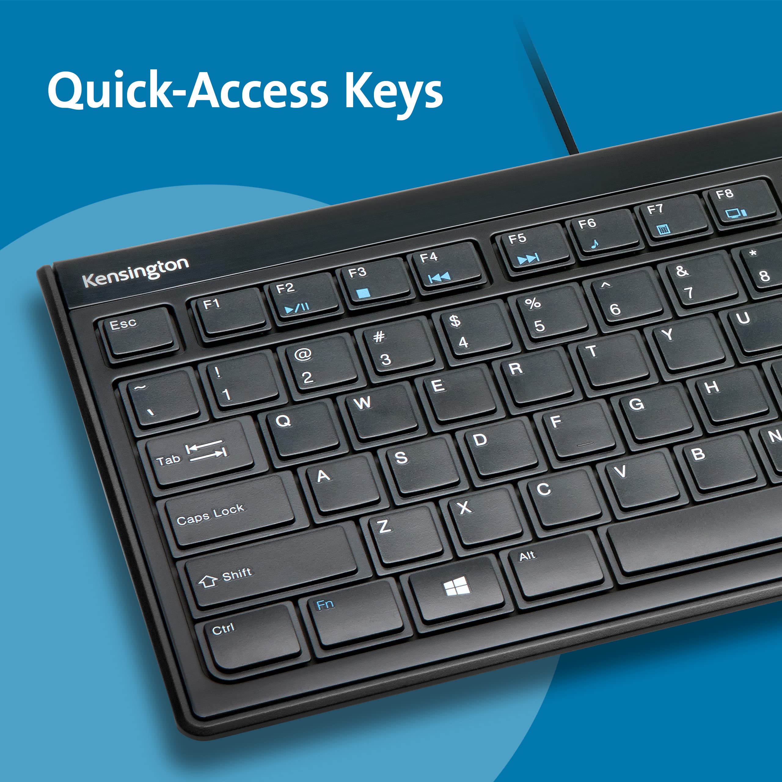 Kensington Slim Type Wired Keyboard (K72357Usa),Black