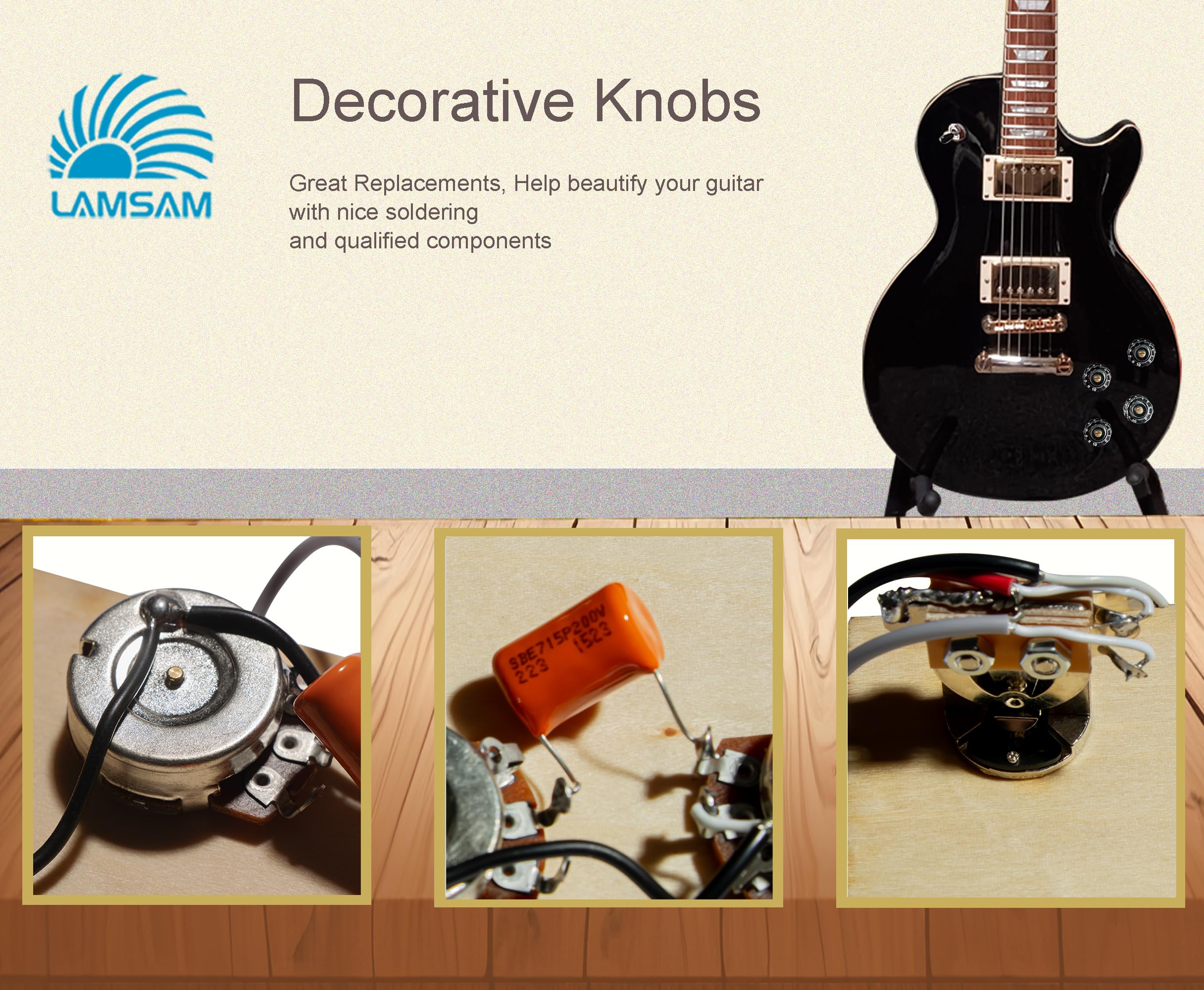 Lamsam Pre-Soldered Wiring Harness For Guitars With Humbucker Pickups, Modern Wiring Kit With Potentiometers Orange Capacitors T