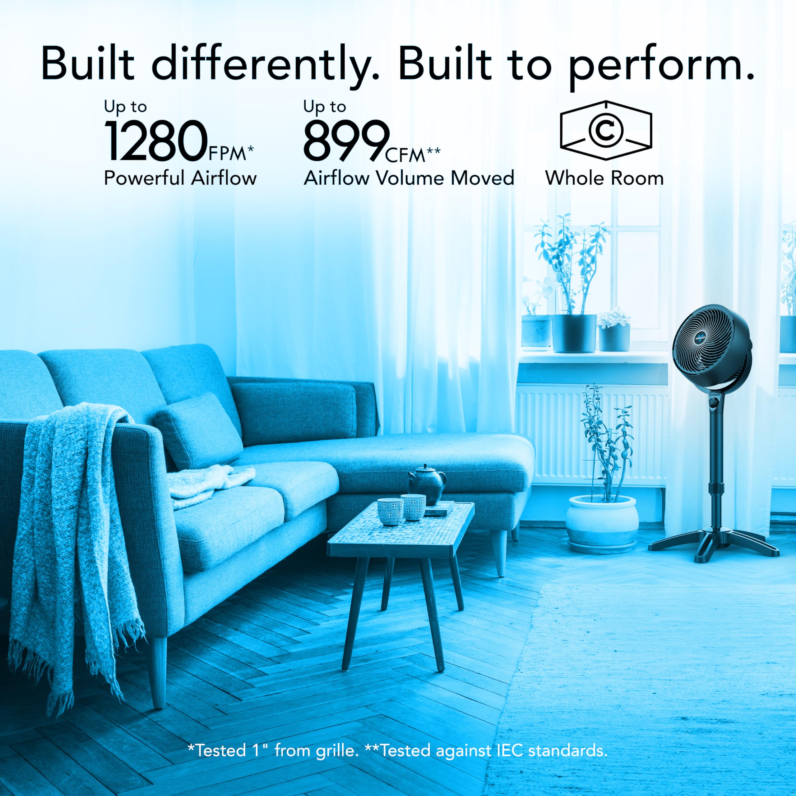 Vornado 683 Medium Pedestal Whole Room Air Circulator Fan, 3 Speed Control, Adjustable Standing Height, 32 To 38 Inches, Black