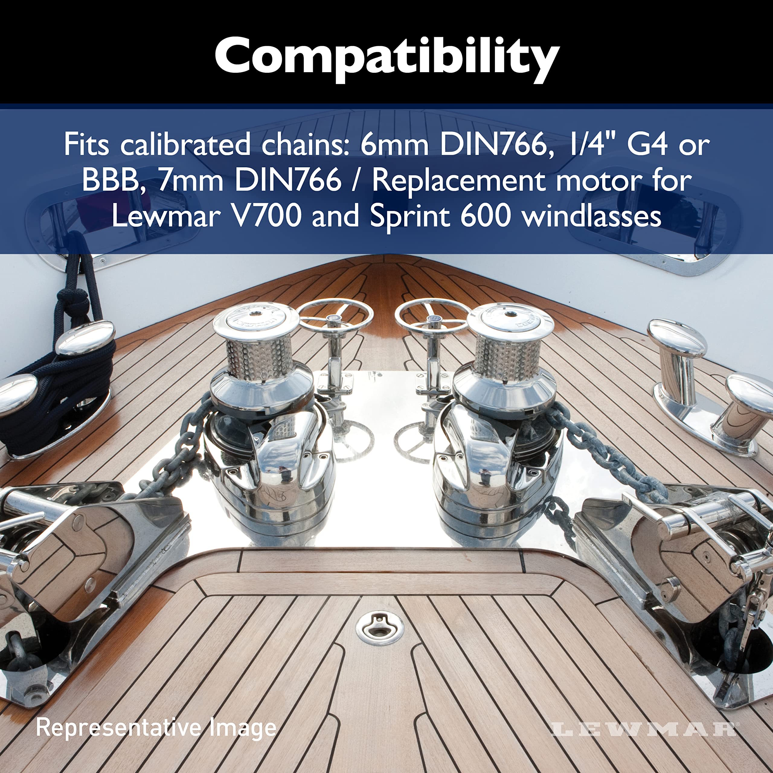 Lewmar Motor Kit, Fits Calibrated Chains: 6Mm Din766, 1/4'' G4 Or Bbb, 7Mm Din766 / Replacement Motor For V700/Sprint 600 Windla,WBAUVB08RSPLDZ7