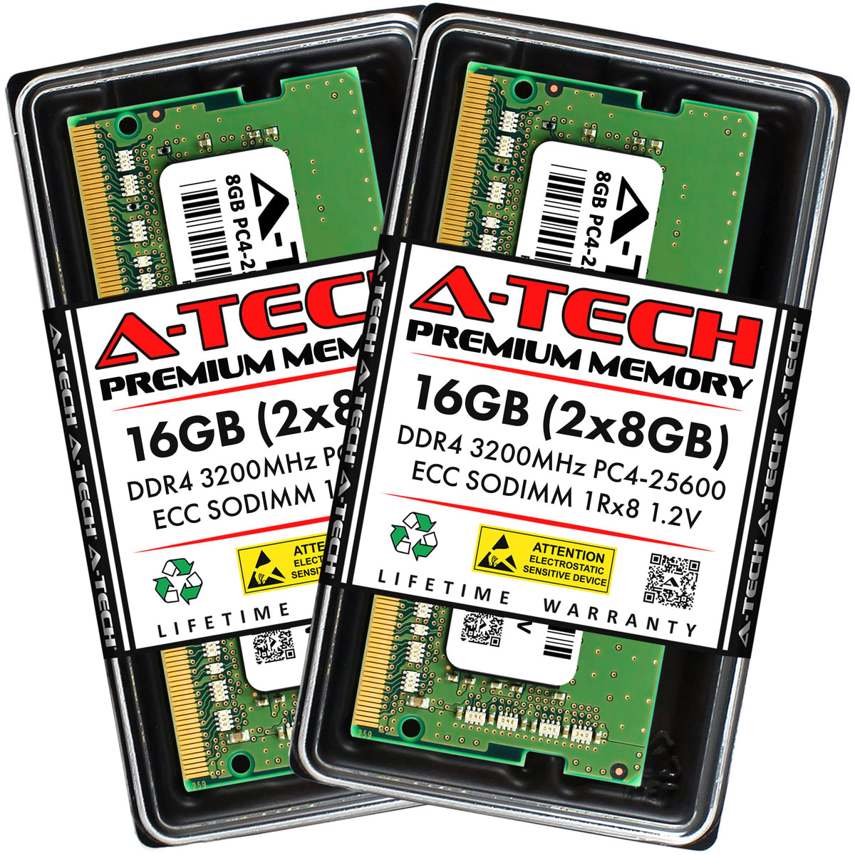 A Tech 16Gb (2X8Gb) Ddr4 3200Mhz Pc4 25600 (Pc4 3200Aa) Cl22 Ecc Sodimm 1Rx8 1.2V 260 Pin Ram Memory For Microserver, Workstatio