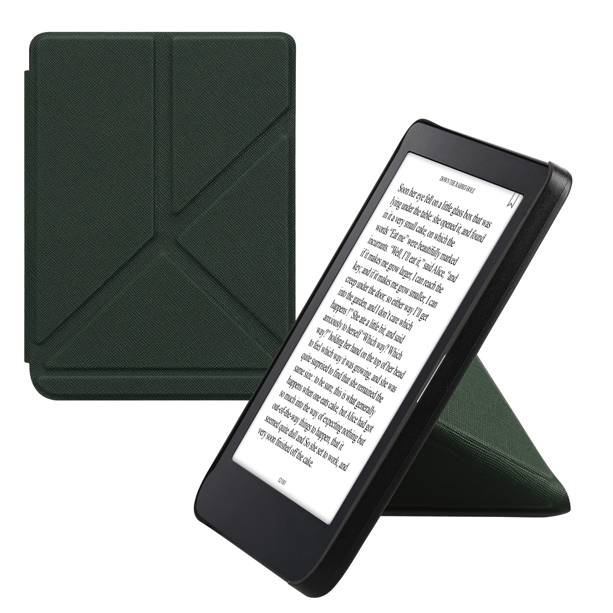 Kwmobile Origami Case Compatible With Kobo Clara 2E / Tolino Shine 4 Case   Slim Pu Leather Cover With Stand   Dark Green