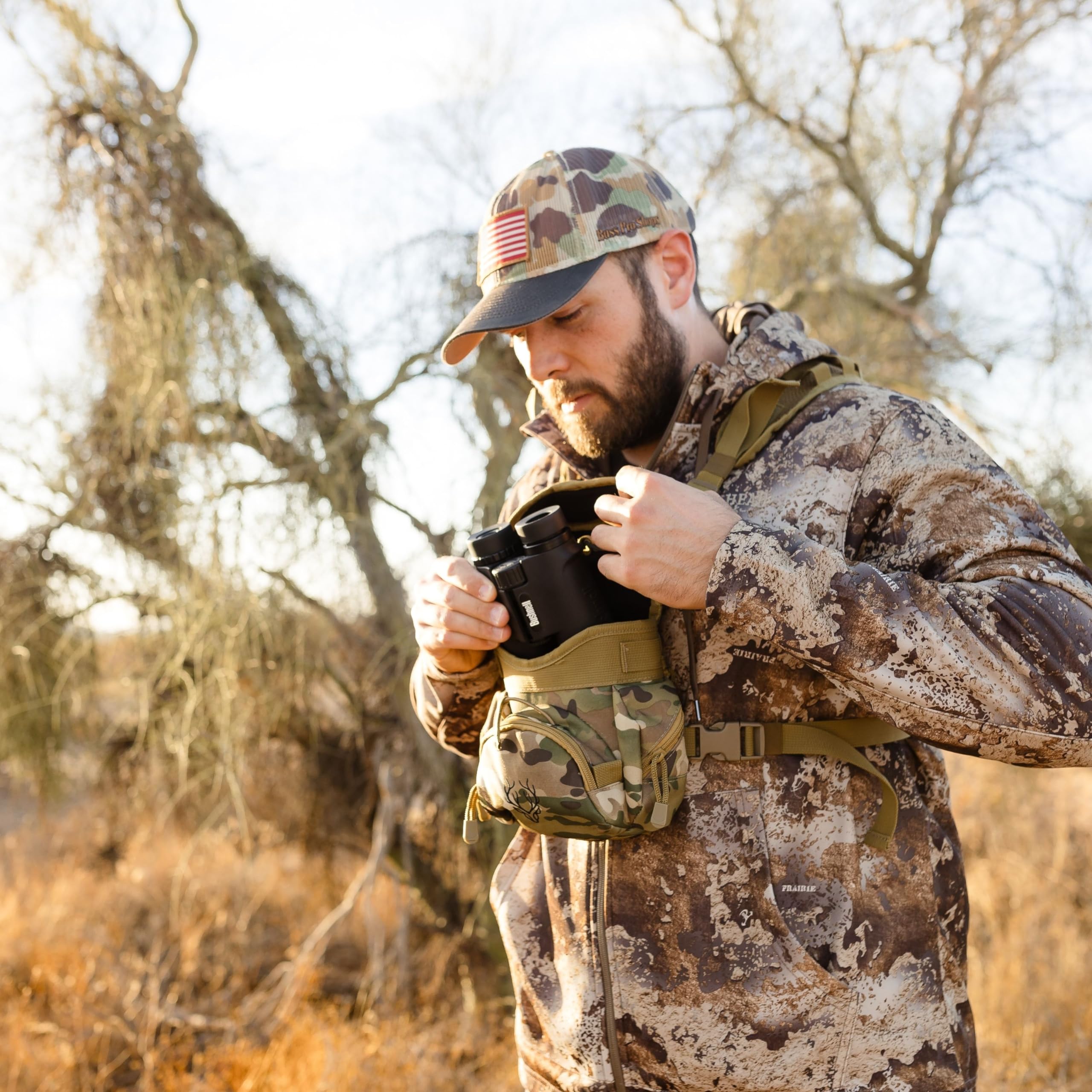 Binocular Harness Chest Pack - Lightweight Bino Harness With Rangefinder Pouch, Silent Hunting Chest Rig And Binocular Case W/ M