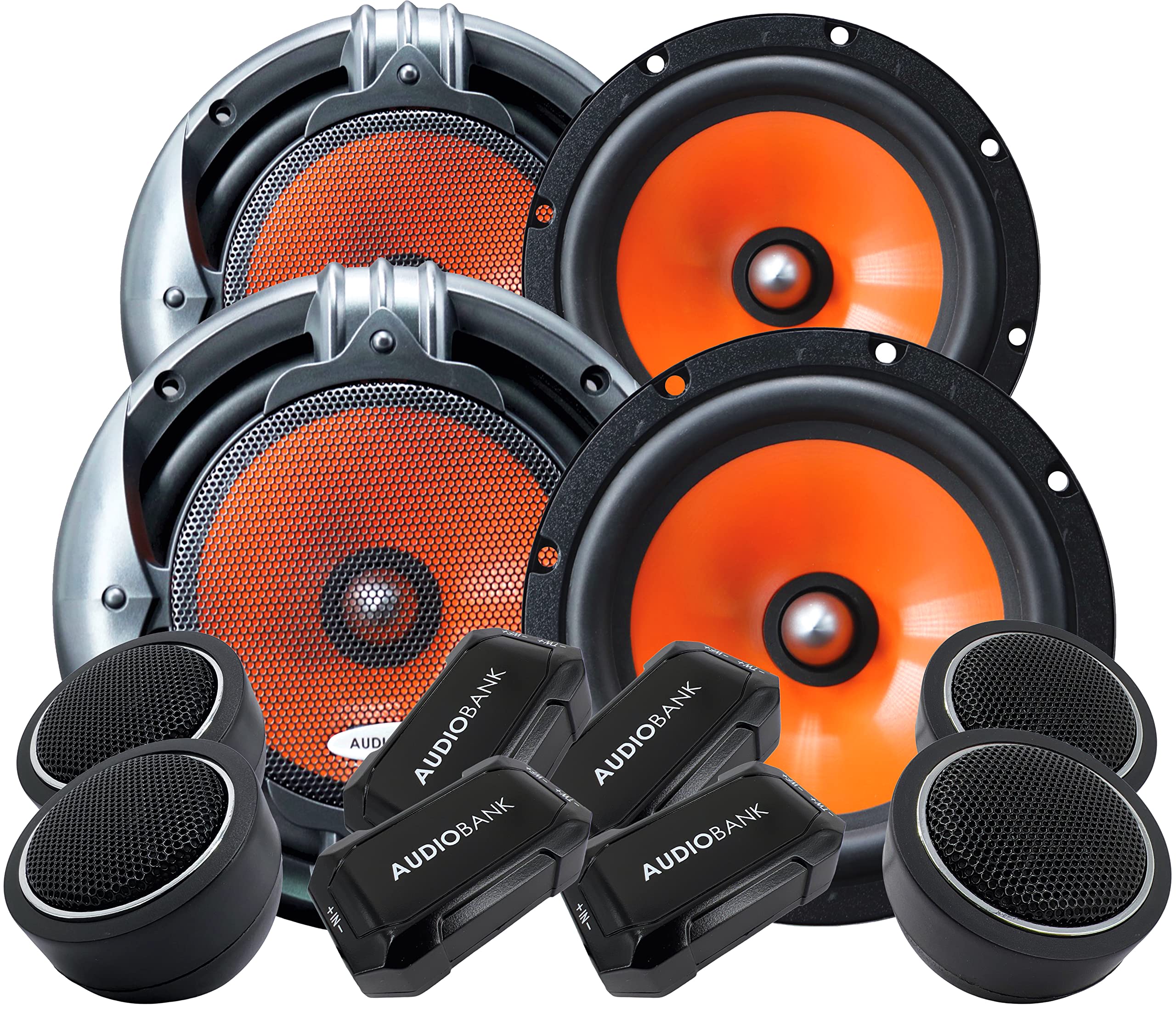 Audiobank 2 Pairs 1000W 6.5-Inch 2-Way Car Audio Component Speaker System 6-1/2in Car Audio Speaker for Car, ATV, RV, Motorcycle