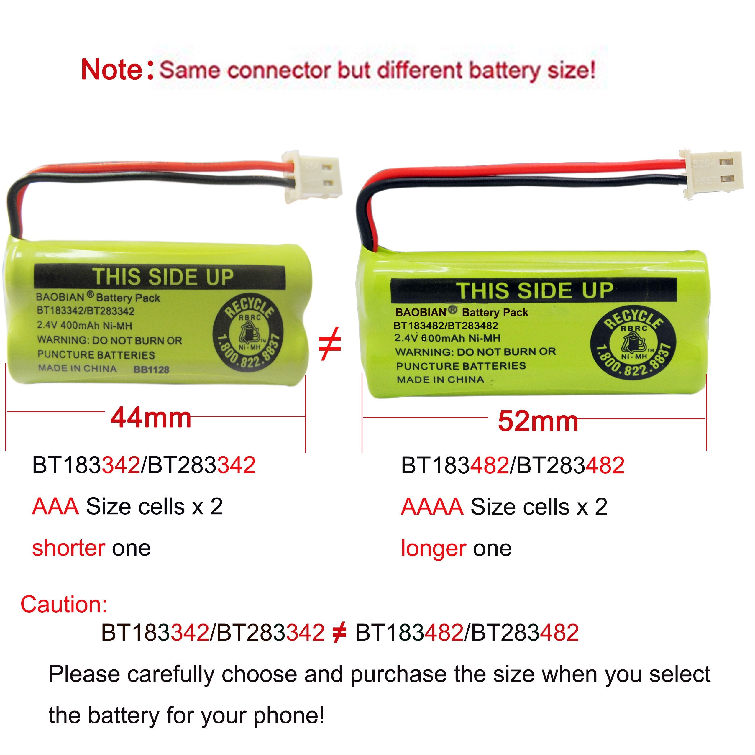 Baobian 2.4V 400Mah Cordless Home Phone Battery Compatible With At&T Bt162342 Bt 162342 Bt166342 Bt 166342 Bt266342 Bt 266342 Bt