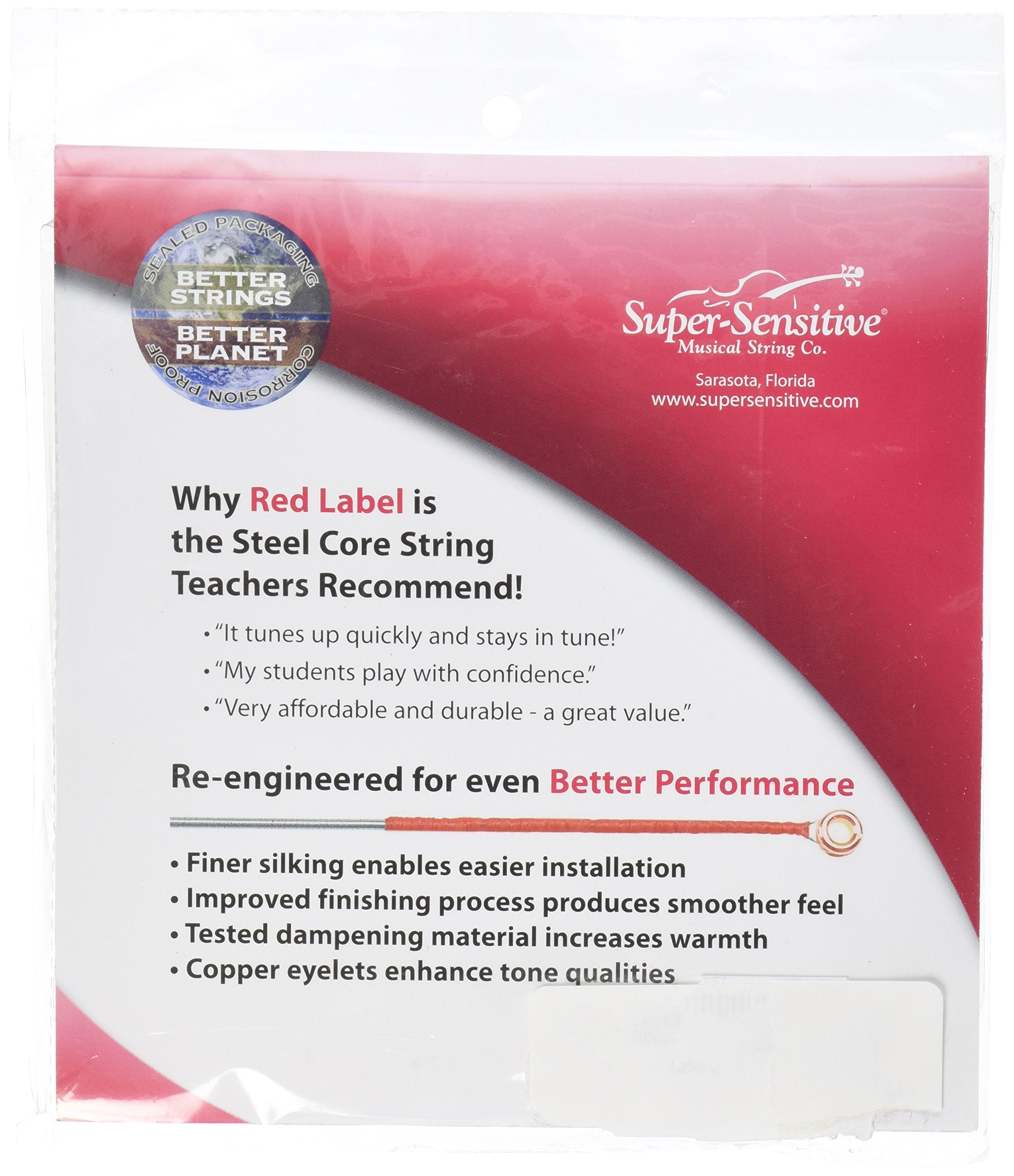 Super Sensitive Red Label 6105 Cello String Set, 3/4, Full Set