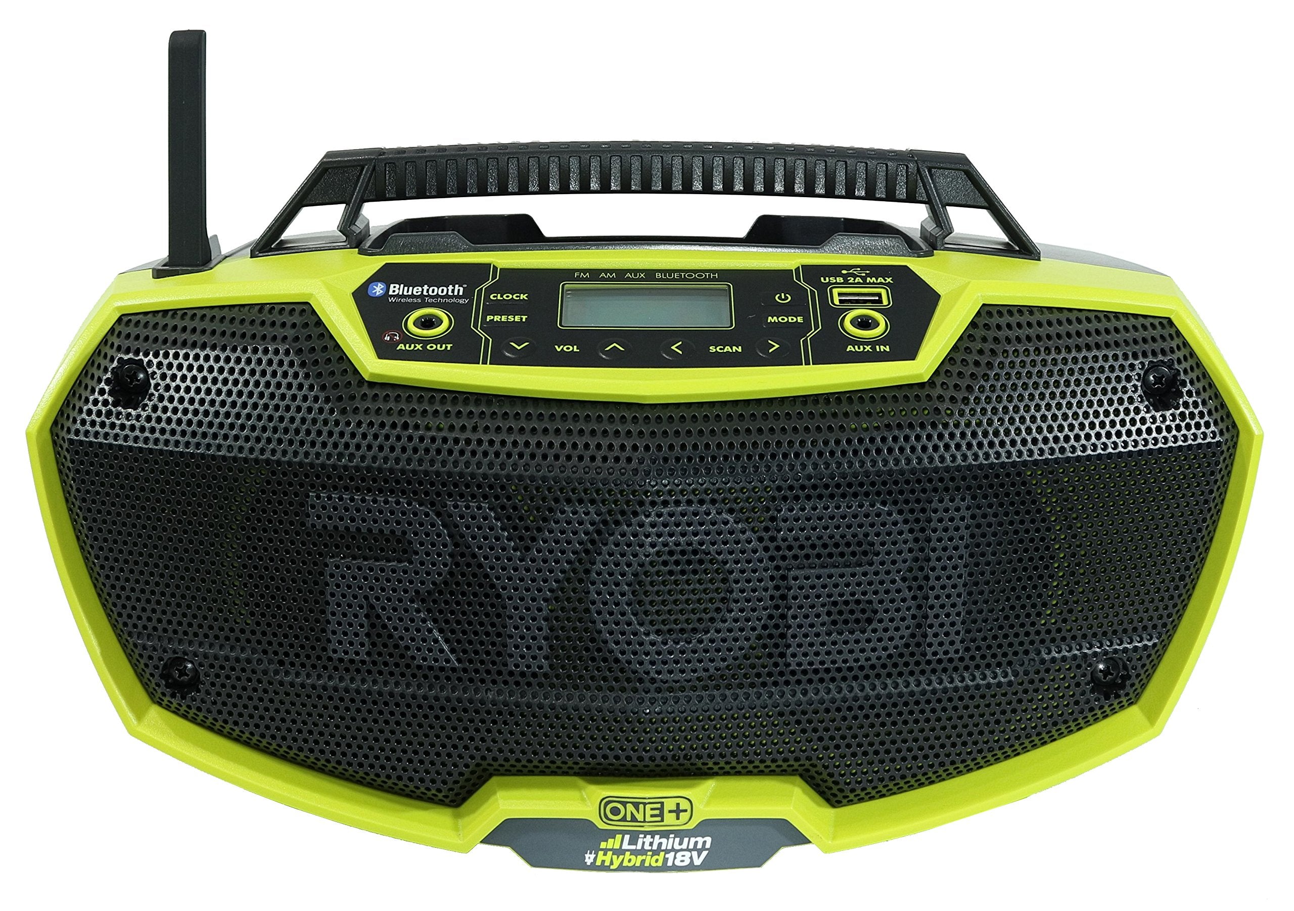 Ryobi P746 One+ 18 Volt Lithium Ion / Ac Dual Powered Am/Fm Stereo System With Usb And Bluetooth Technology (Battery, Charger, And Extension Cord Not Included / Radio Only)