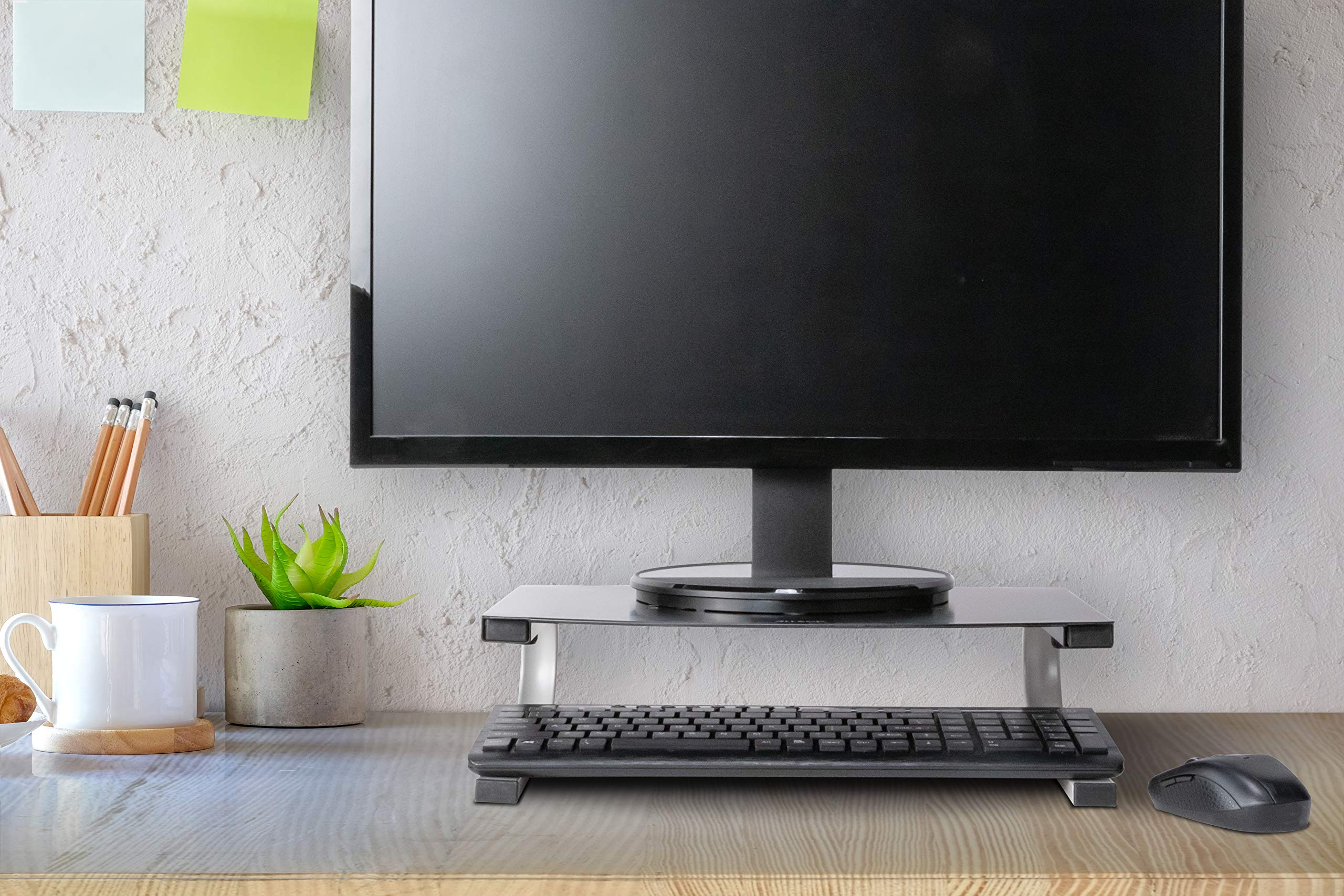 Allsop Redmond Monitor Stand, holds 40 lbs with keyboard storage space   Black (29248)