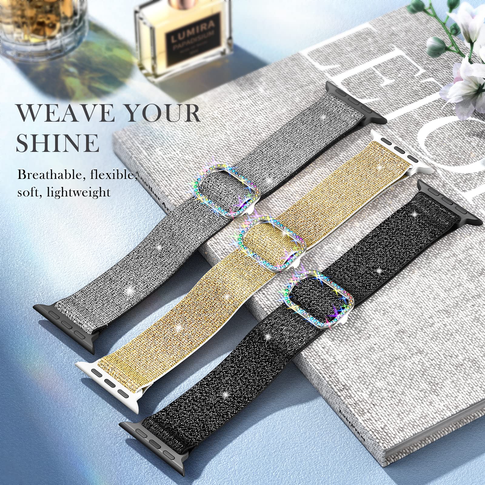 Letoid Stretchy Band Design For Apple Watch 38Mm 40Mm 41Mm 42Mm 44Mm 45Mm 49Mm, 3 Pack Elastic Nylon Strap Women Replacement Spo