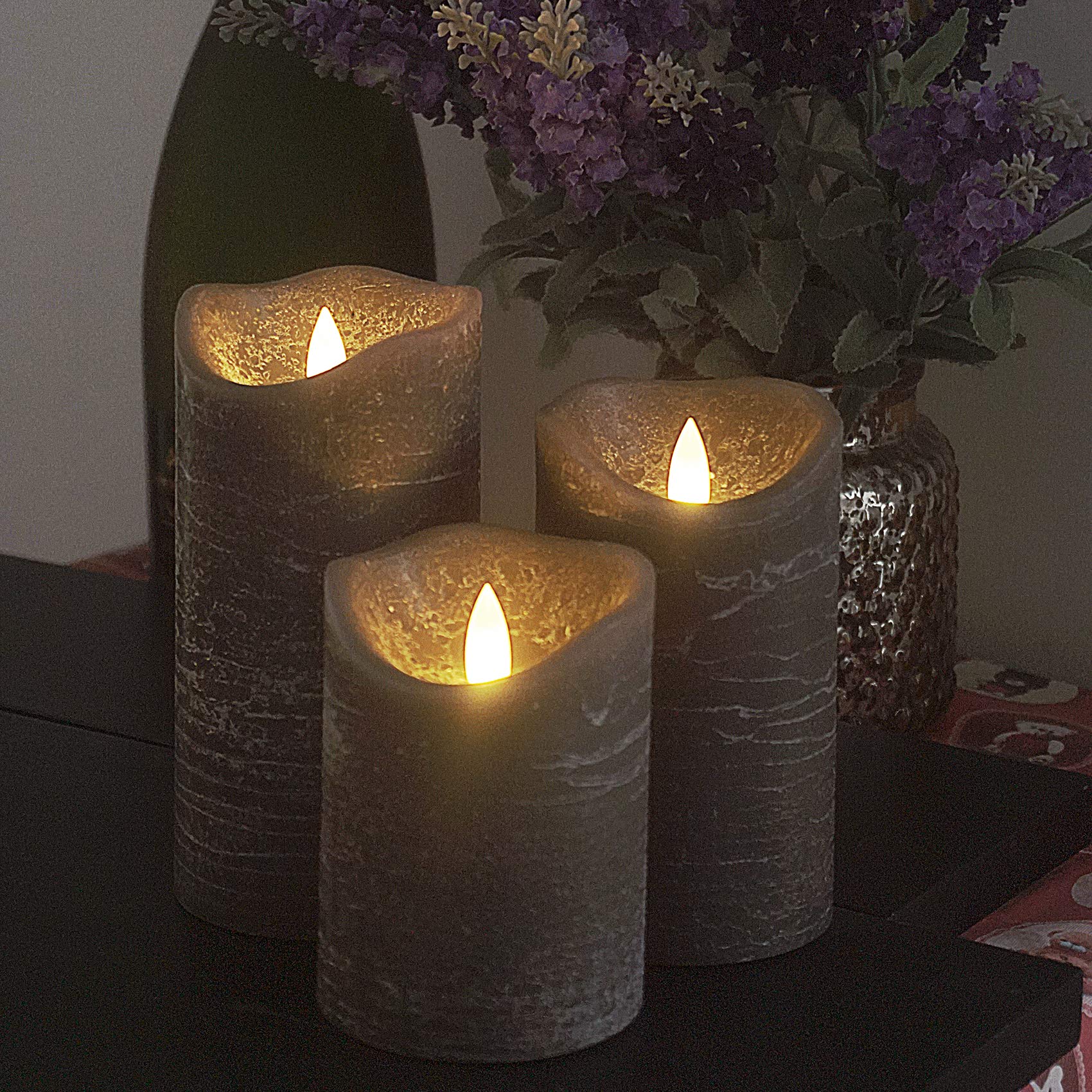 Battery Operated Flameless Candles With Remote Timer Real Wax Realistic Bright Flicker Flickering Electric Electronic Led Pillar