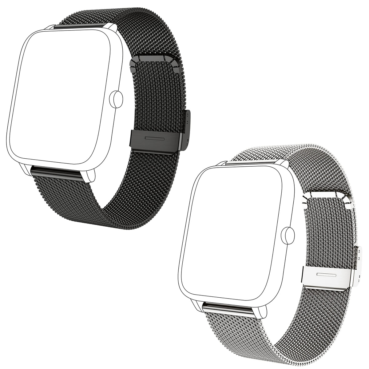 Kalinco 2-Pack Smart Watch Bands 20Mm Adjustable Replacement Bands Straps For P22 P32 P36 Smartwatch