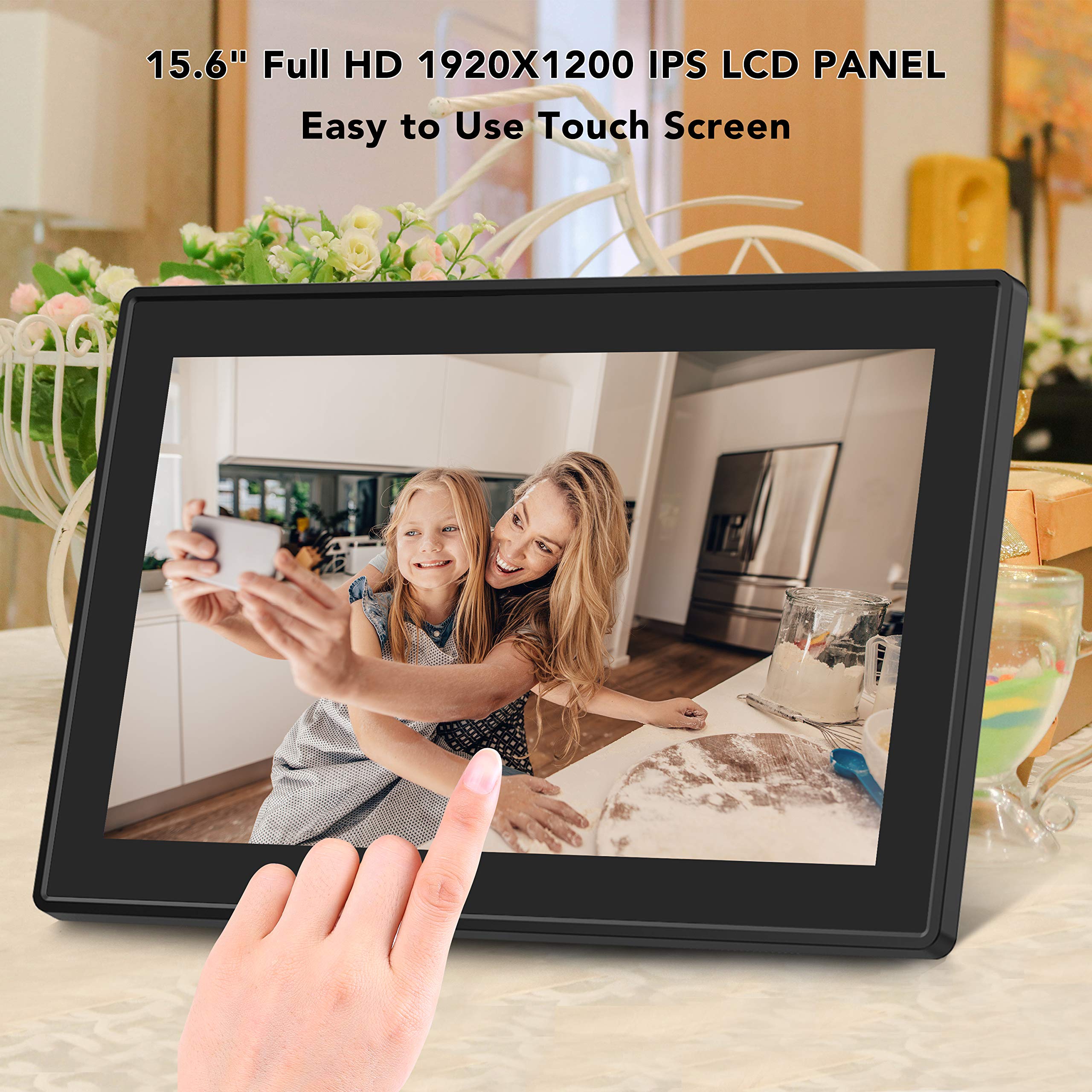 Feelcare 15.6 Inch 16Gb Wifi Picture Frame With Fhd 1920X1080 Ips Display,Touch Screen,Send Photos Or Small Videos From Anywhere