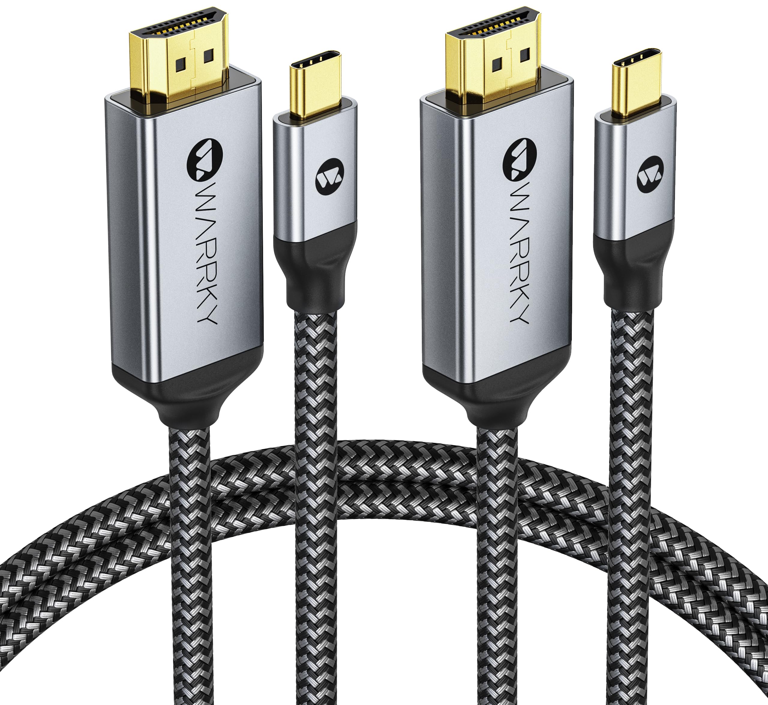 Warrky Usb C To Hdmi Cable 4K 3.3Ft 2Pack [Anti Interference Gold Plated Plugs] Aluminum Type C To Hdmi Cord Thunderbolt 3/4 Com