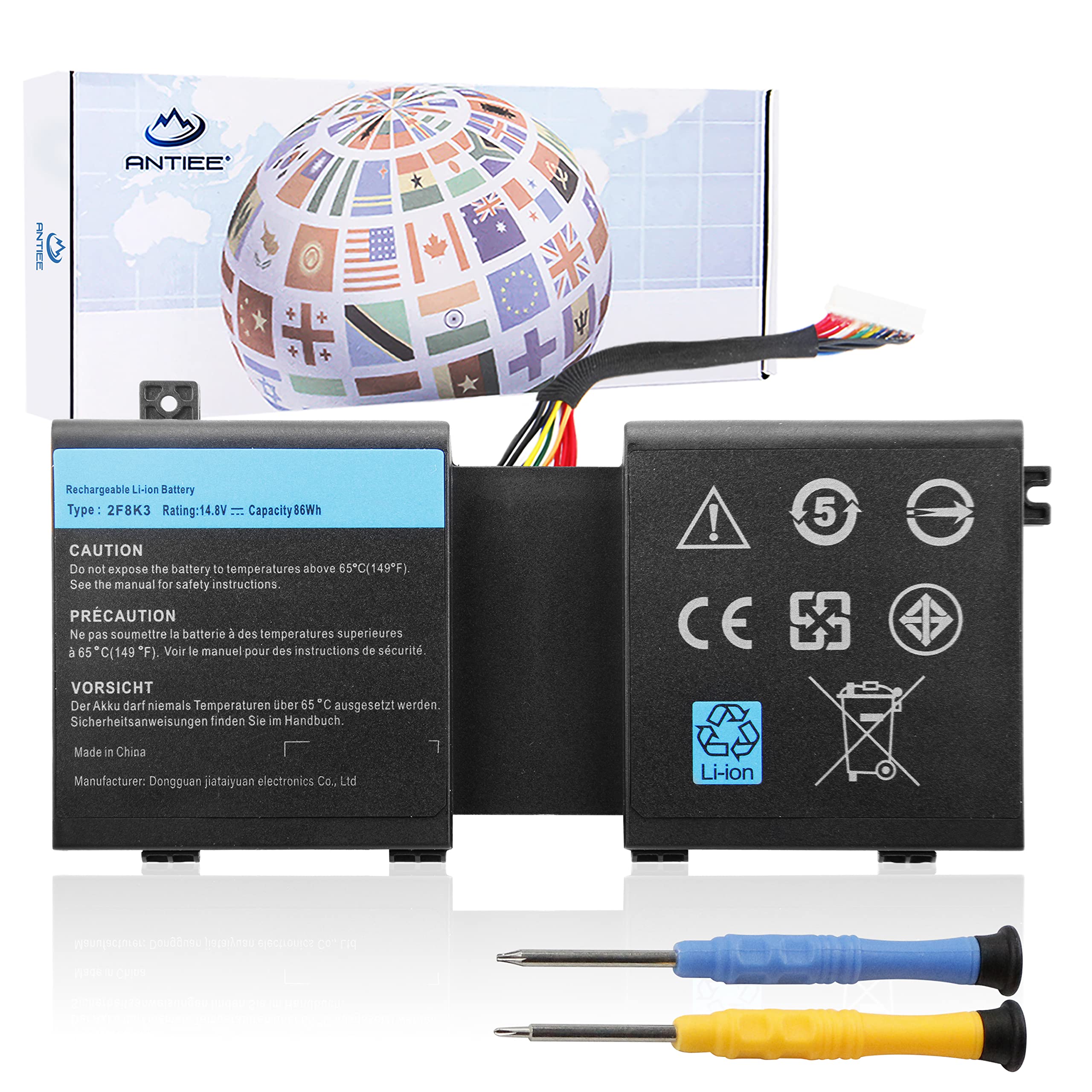 Antiee 2F8K3 Laptop Battery For Dell Alienware 17 R1 17X M17X R5, Alienware 18 R1 18X M18X R3 Series P18E P18E001 P19E P19E001 0