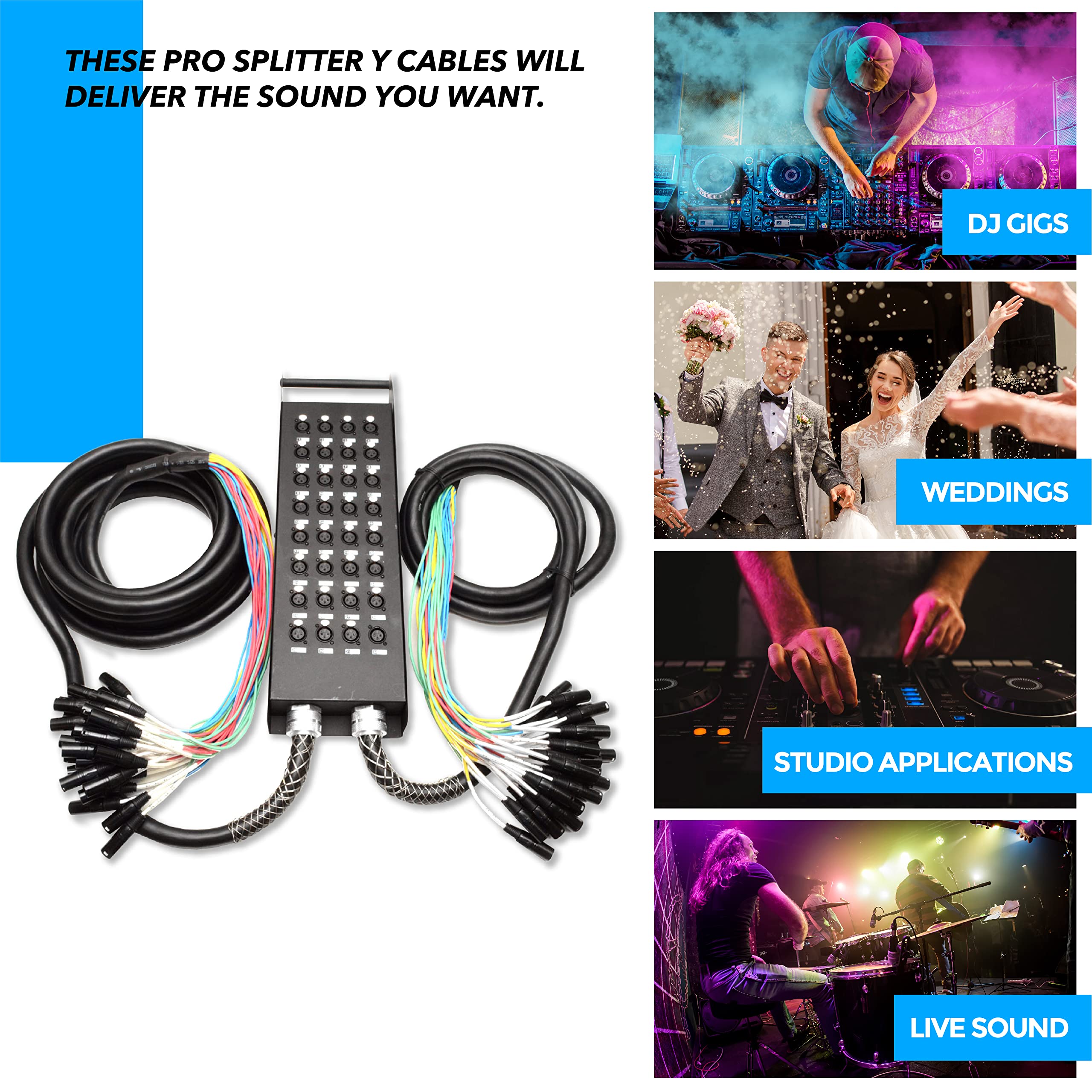 Seismic Audio - New 32 Channel Xlr Send Splitter Snake Cable With Box - Two Trunks 15' And 30' Fantails - Pro Audio Stage, Studi