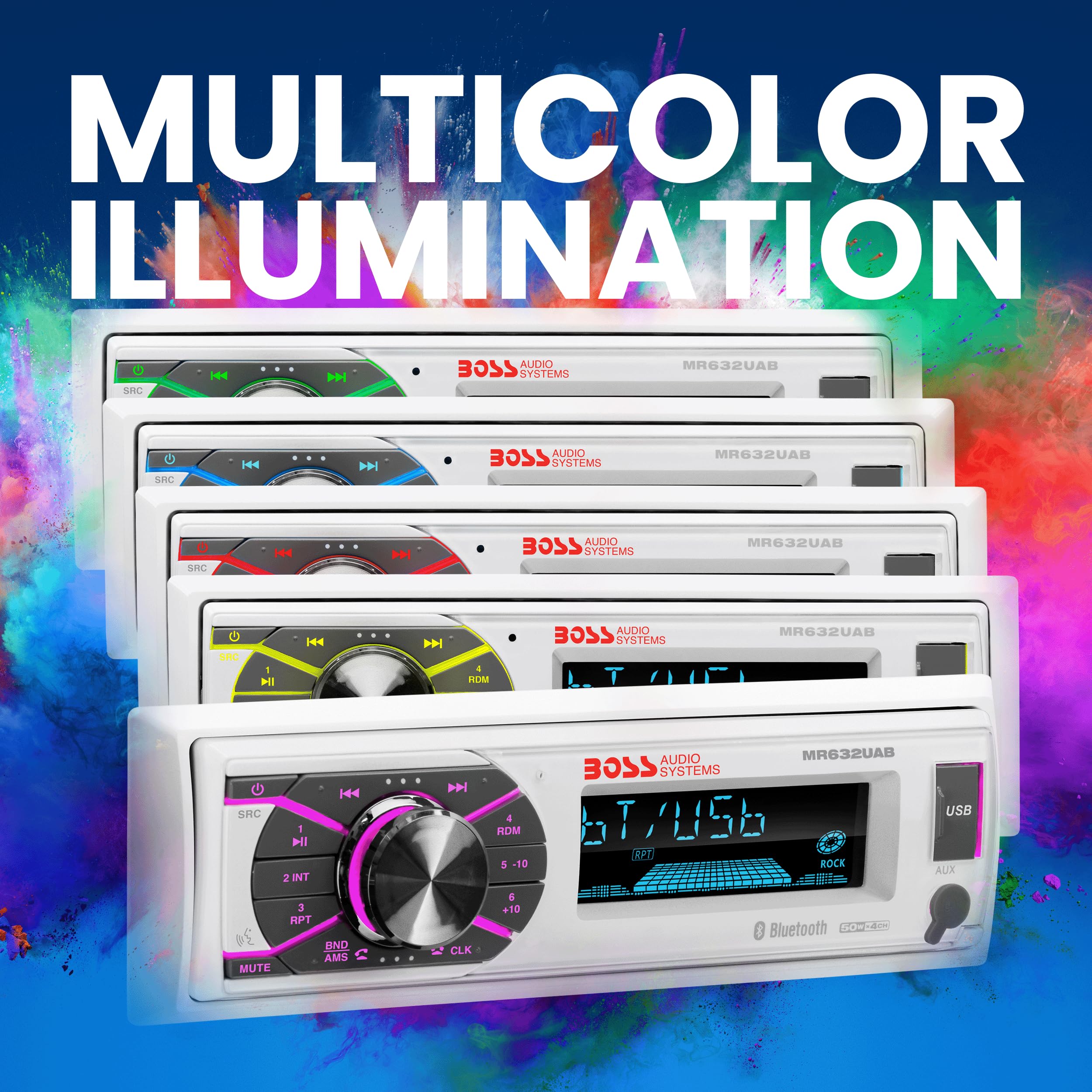 Boss Audio Systems Mr632Uab Marine Receiver   Weatherproof, Bluetooth Audio And Hands Free Calling, Usb, Mp3, Am/Fm, Aux In, No