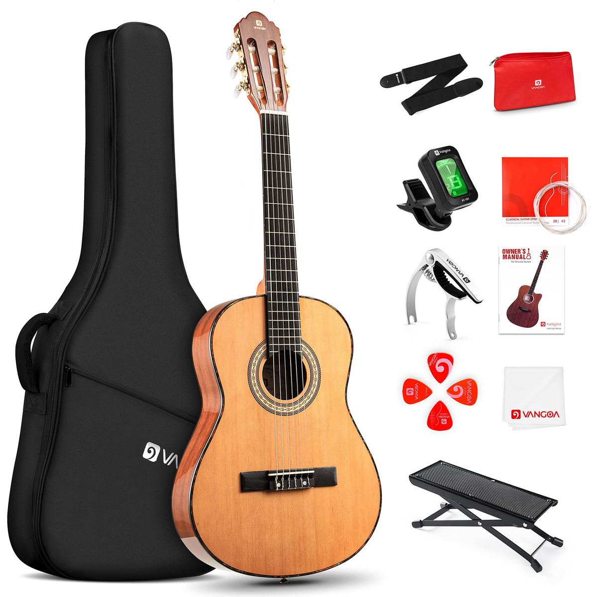 Vangoa Classical Guitar 3/4 Inch Acoustic Classical Guitar, 36 Inch Junior Size Nylon String Guitar Bundle Kit For Beginner Teen