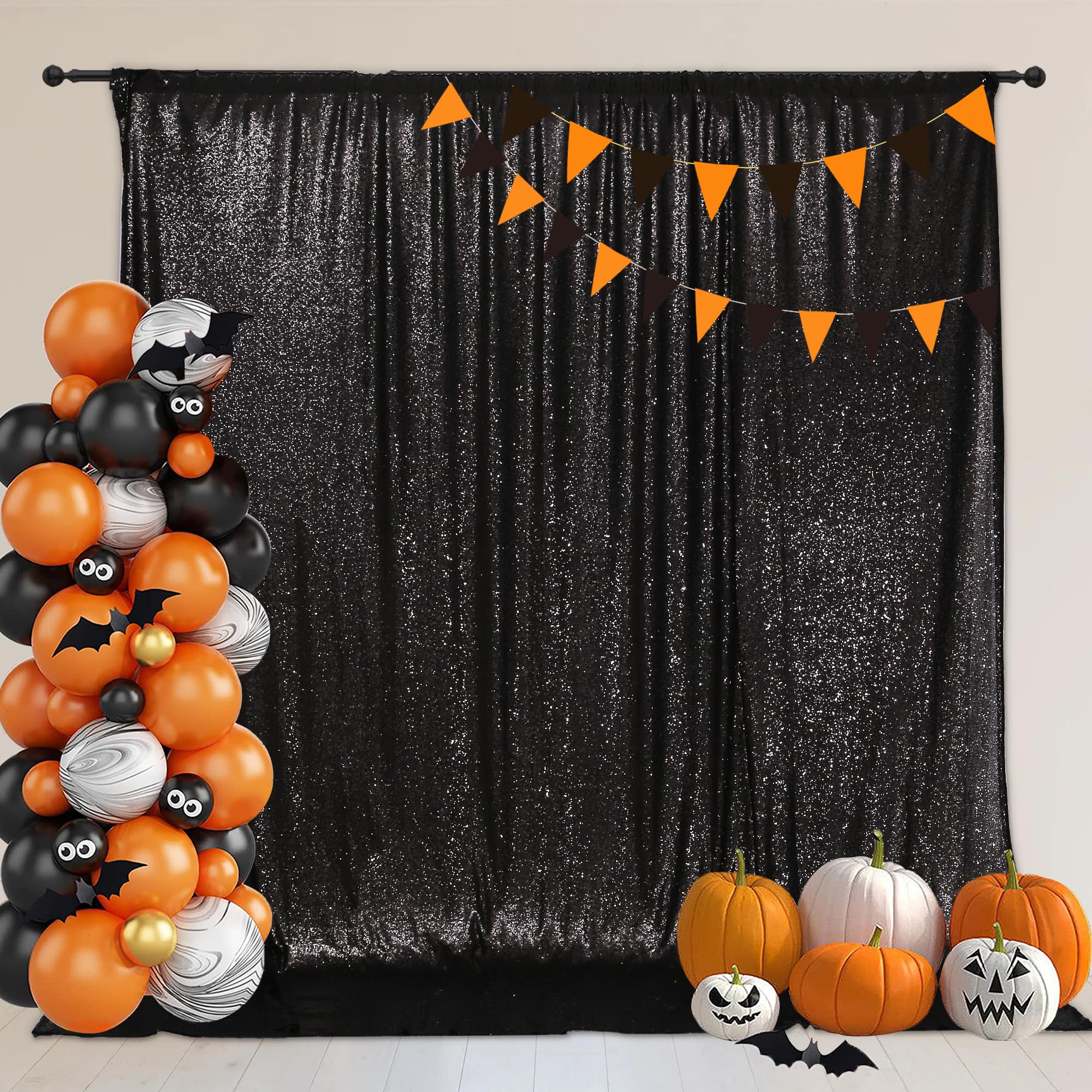 Partydelight Black Sequin Backdrop Sparkly Photography Glitter Back Drop Curtain Special Events Party 6Ftx6Ft