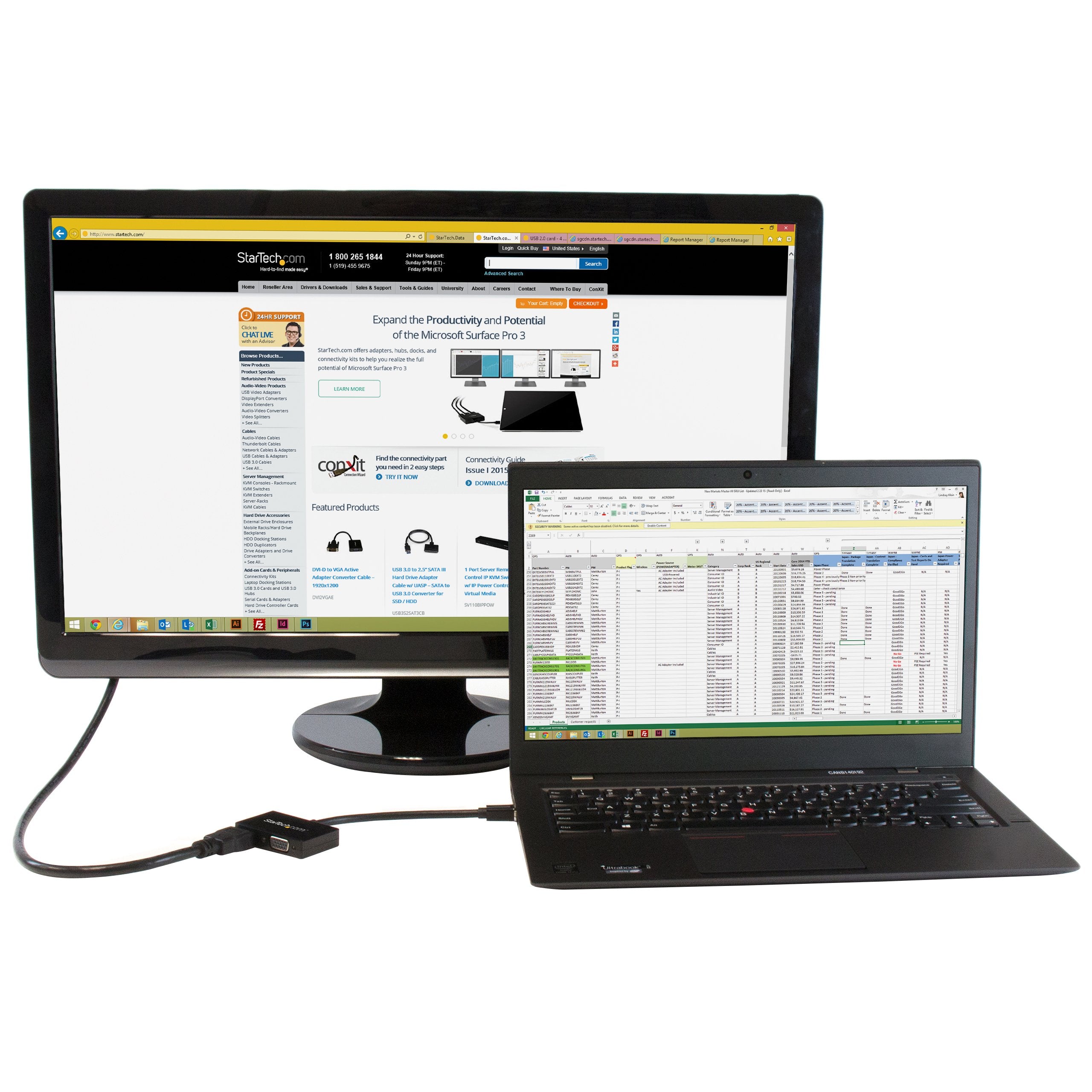 Startech.Com Mini Displayport To Hdmi And Vga   2 In 1 Travel Adapter   Mini Displayport To Vga Adapter   Mini Dp To Hdmi Dongle