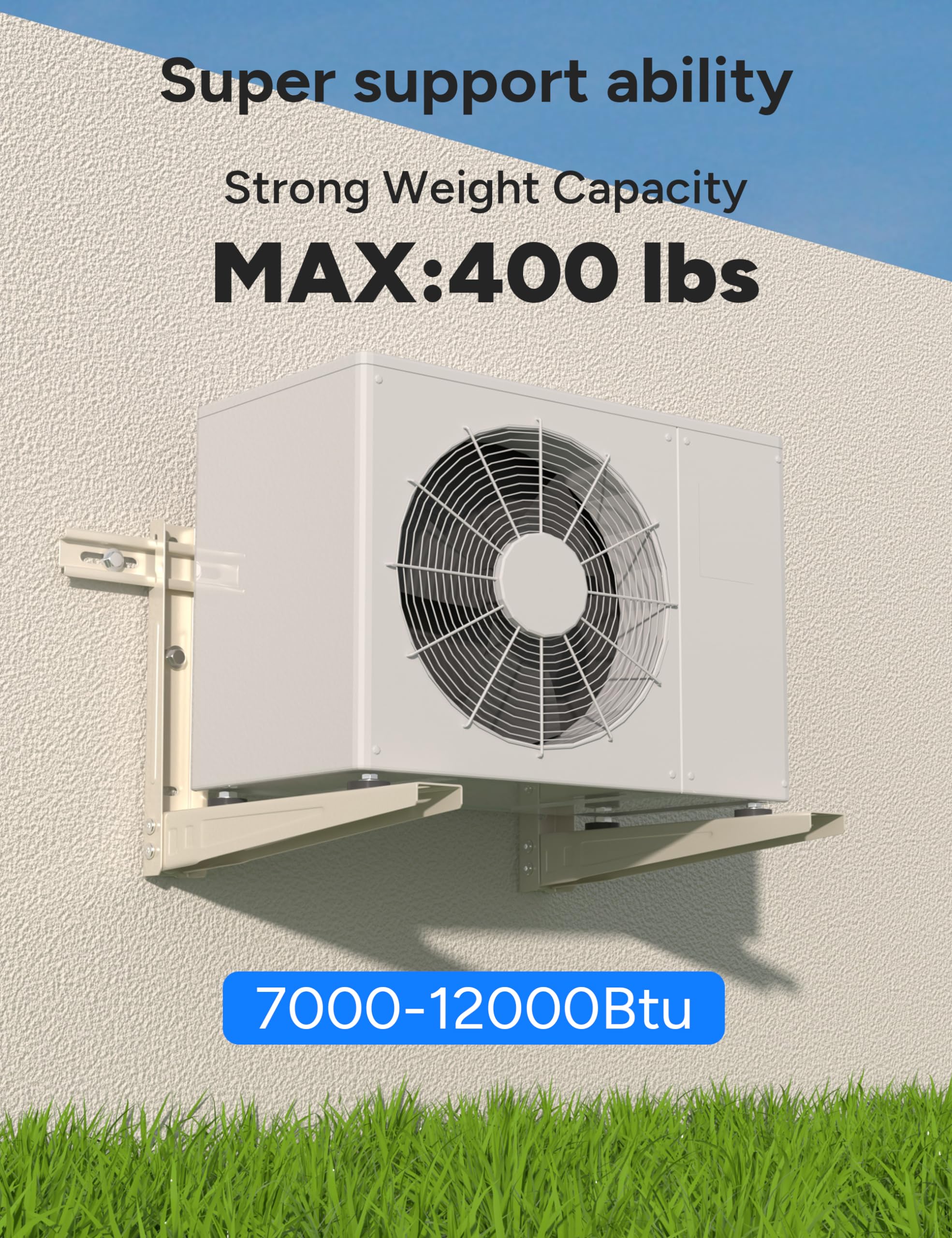 Toutgood Mini Split Wall Mounting Bracket, Heavy Duty Outdoor Wall Bracket For 7000 Btu To 12000 Btu Ductless Mini Split Air Con