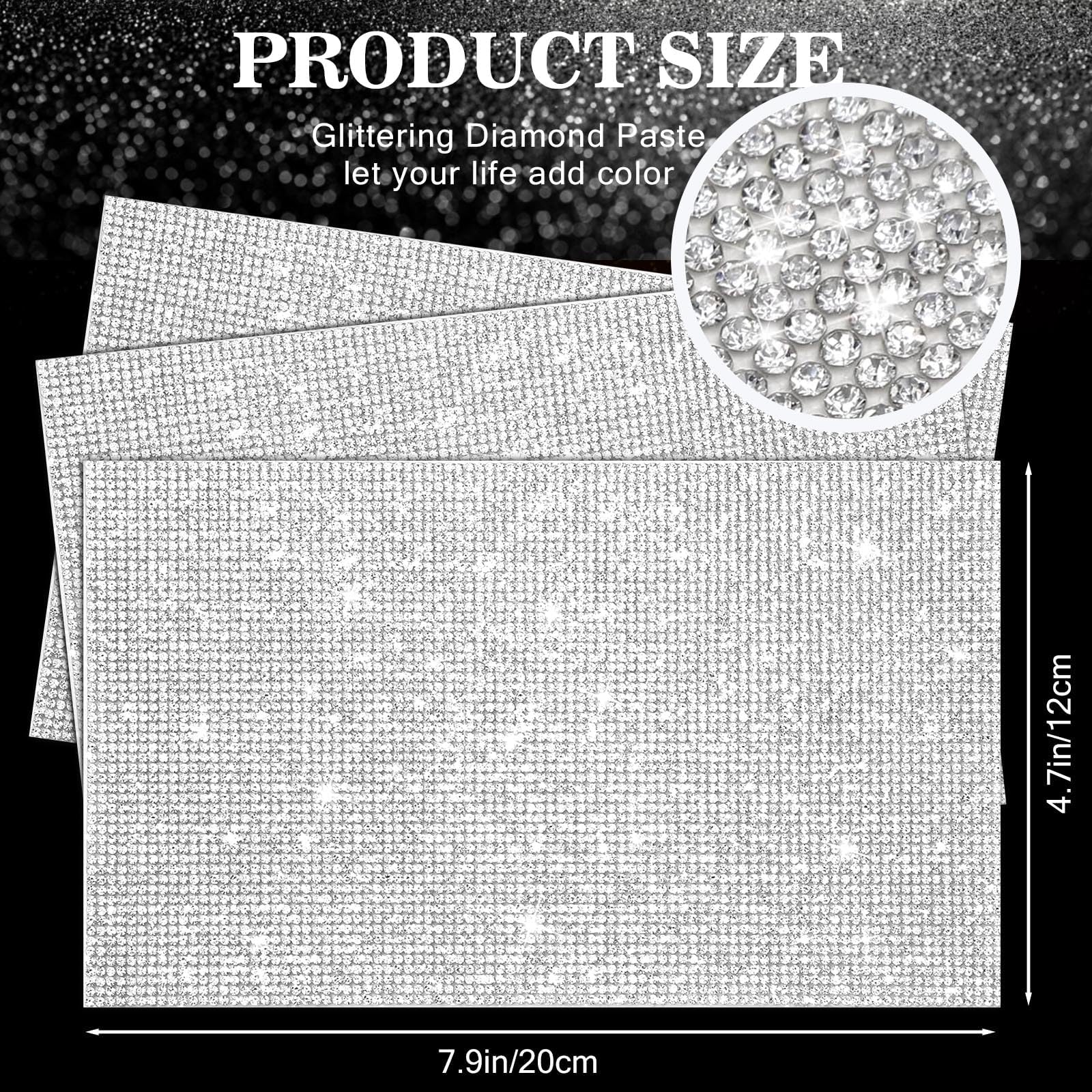 Facmogu 3Pcs Microphone Handle Cover Stickers, Bling Rhinestone Sheets Self Adhesive Microphone Sleeve Sparkly Glitter Mic Handl