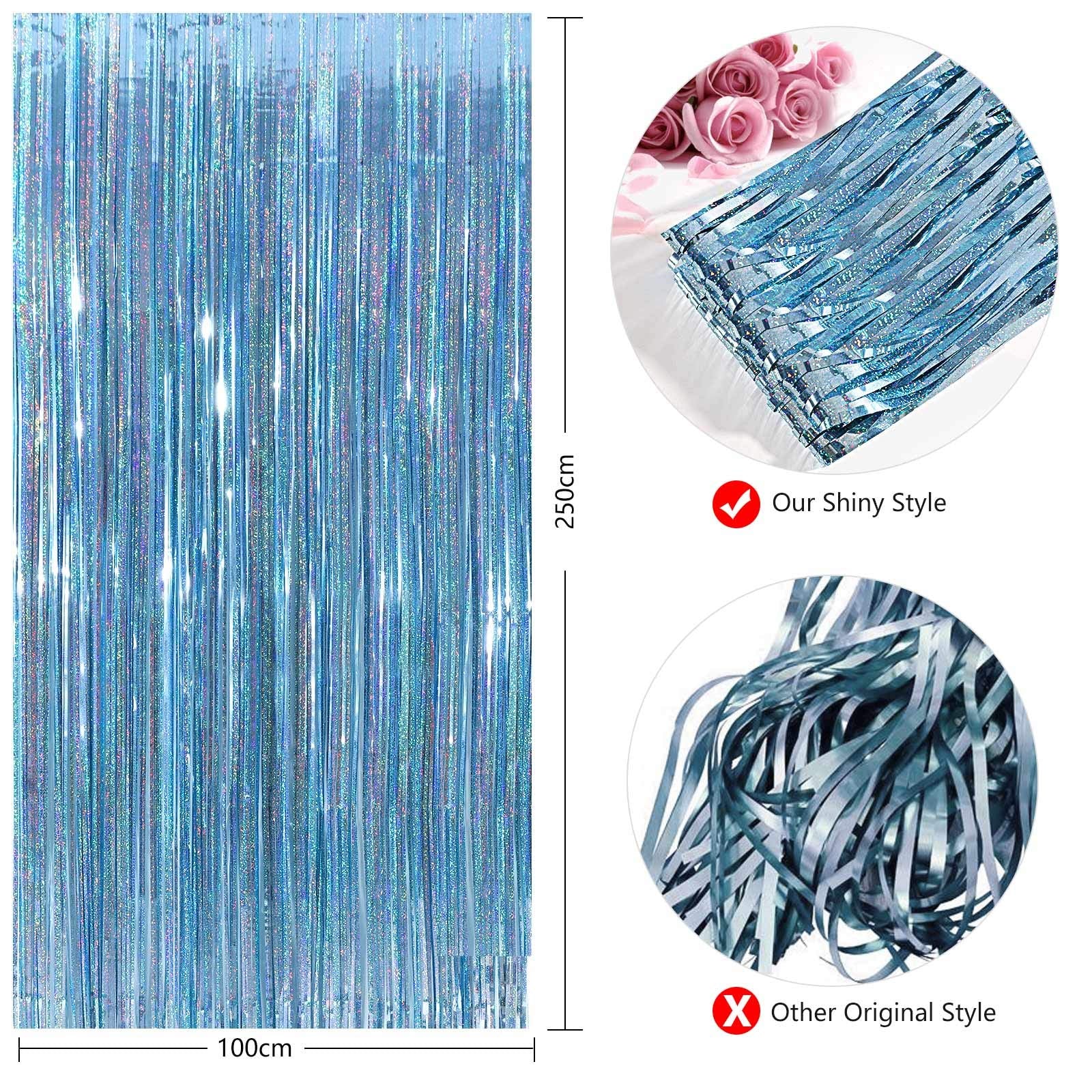 Cylmfc Foil Fringe Curtains Party Decorations   2 Pack 3 X 8Ft Tinsel Backdrop For Party Photo Backdrop Wedding Bridal Shower Ba