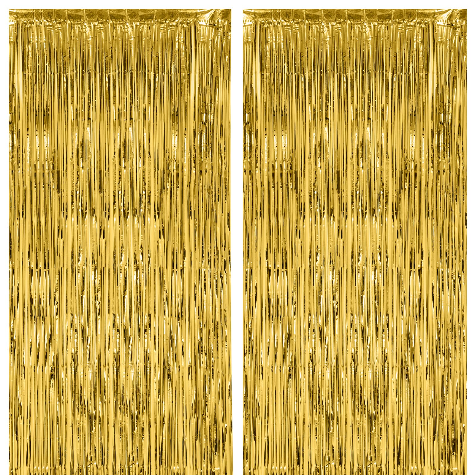 Voircoloria 2 Pack Gold Foil Fringe Backdrop Curtains, Tinsel Streamers Birthday Party Decorations, Fringe Backdrop For Graduati