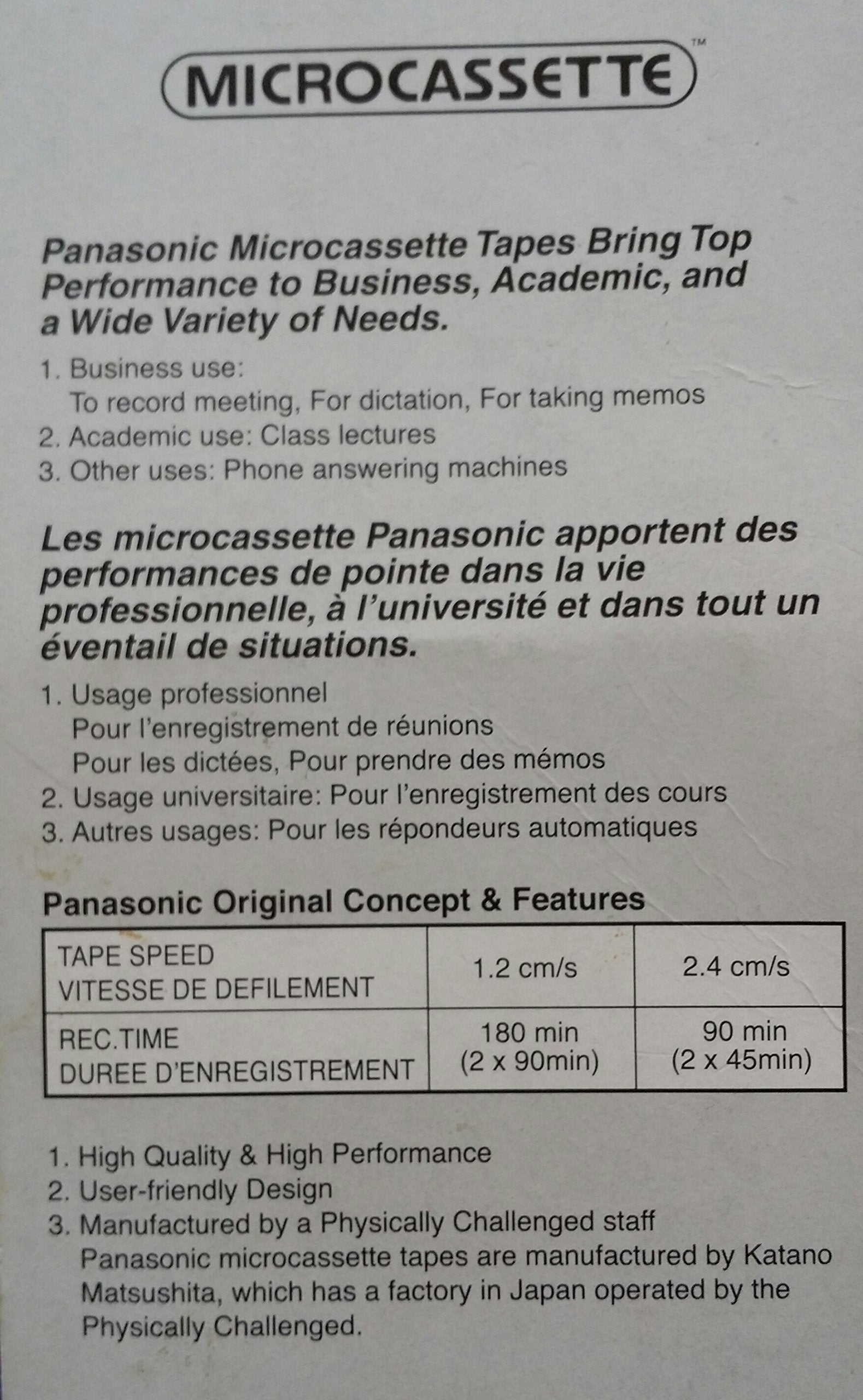 Panasonic Rt-906Mc Microcassette.6-Pack. 90Min Capacity For Each Tape.