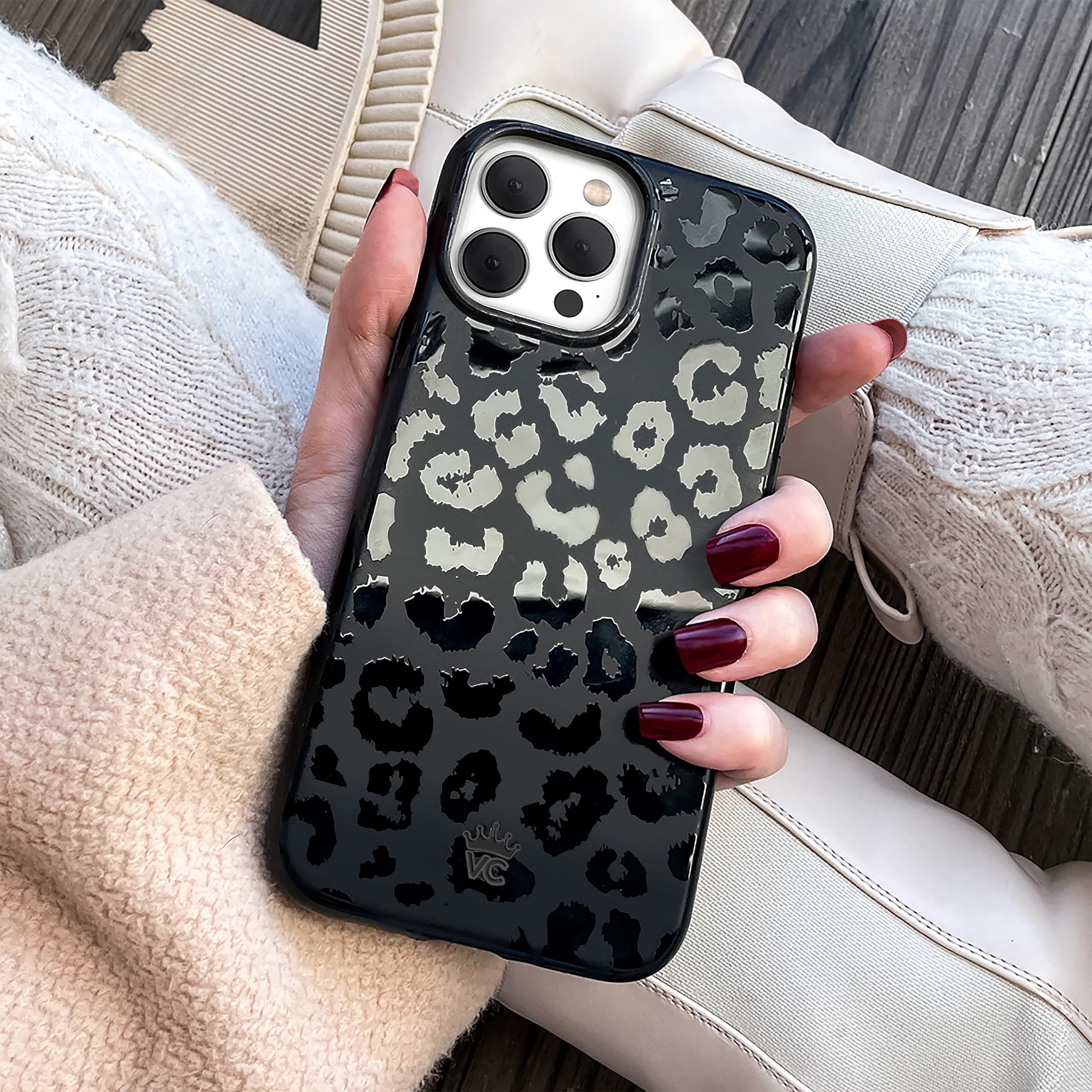 Velvet Caviar Black Leopard Cheetah Print Phone Case For Iphone 16 Plus   Cute Girly Protective Designer Cover For Women   Compa