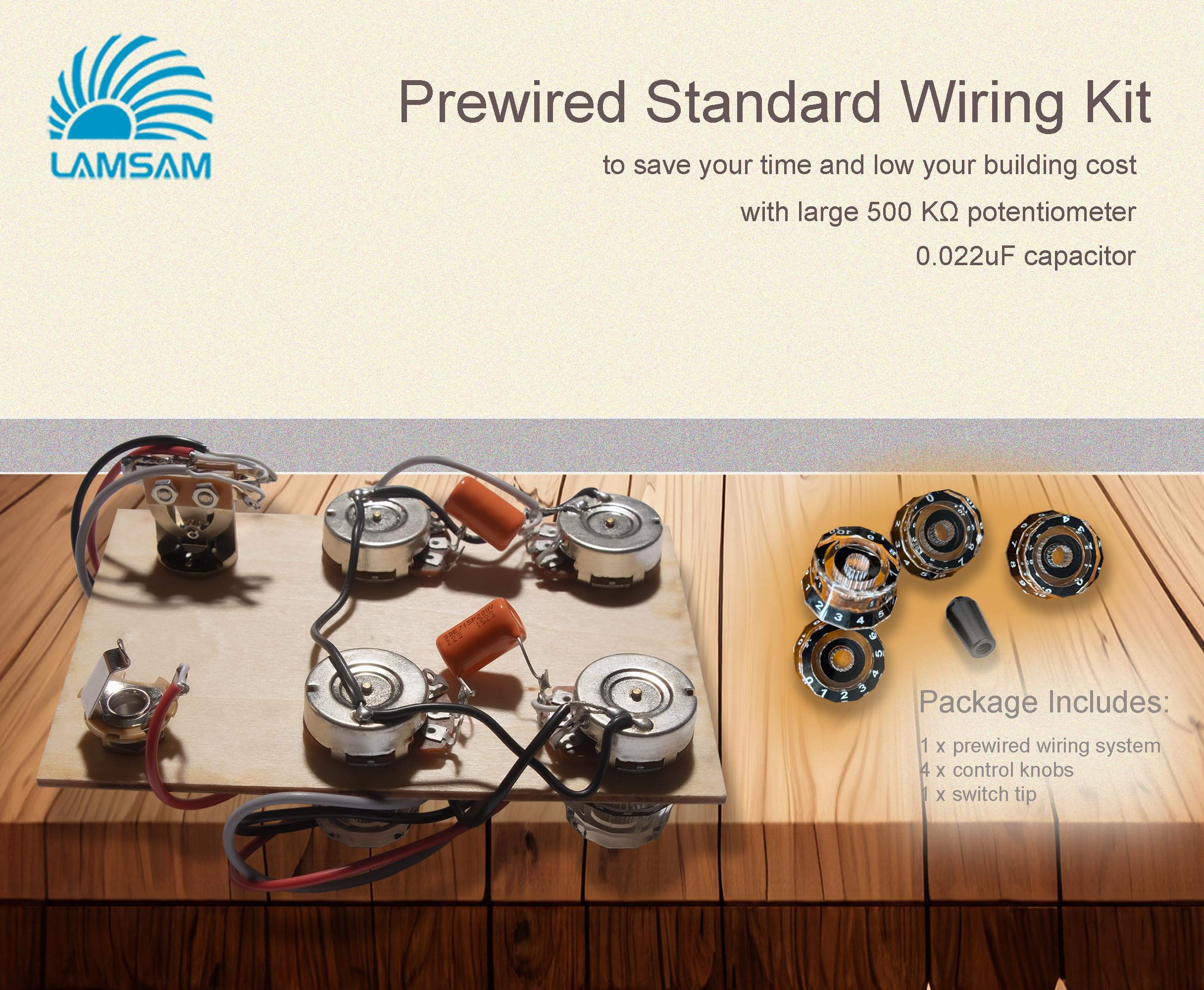 Lamsam Pre-Soldered Wiring Harness For Guitars With Humbucker Pickups, Modern Wiring Kit With Potentiometers Orange Capacitors T