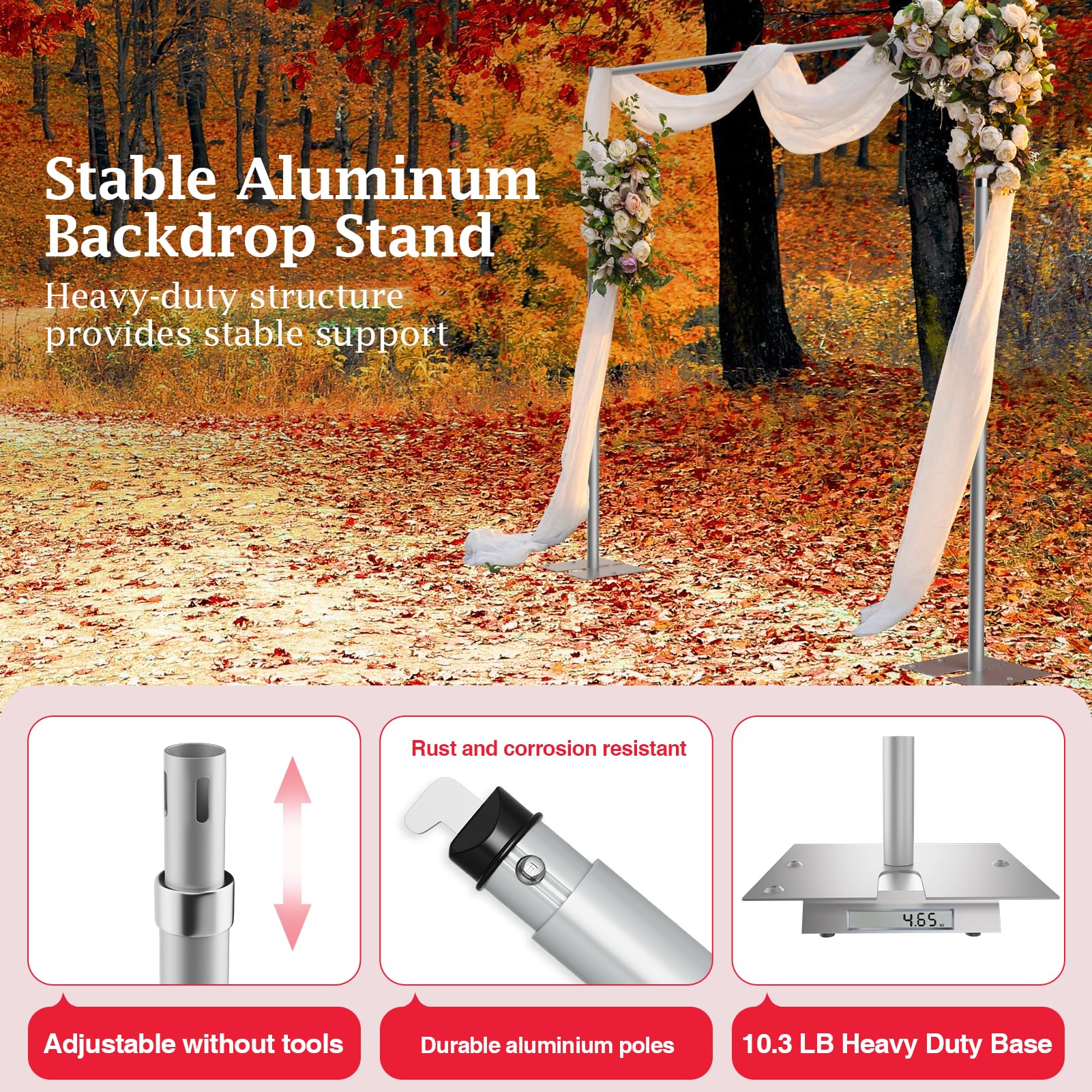 Emart Pipe And Drape Backdrop Stand Kit, Backdrop Stand Heavy Duty 8.9Ftx10Ft, Adjustable Metal Frame For Backdrop, Background S