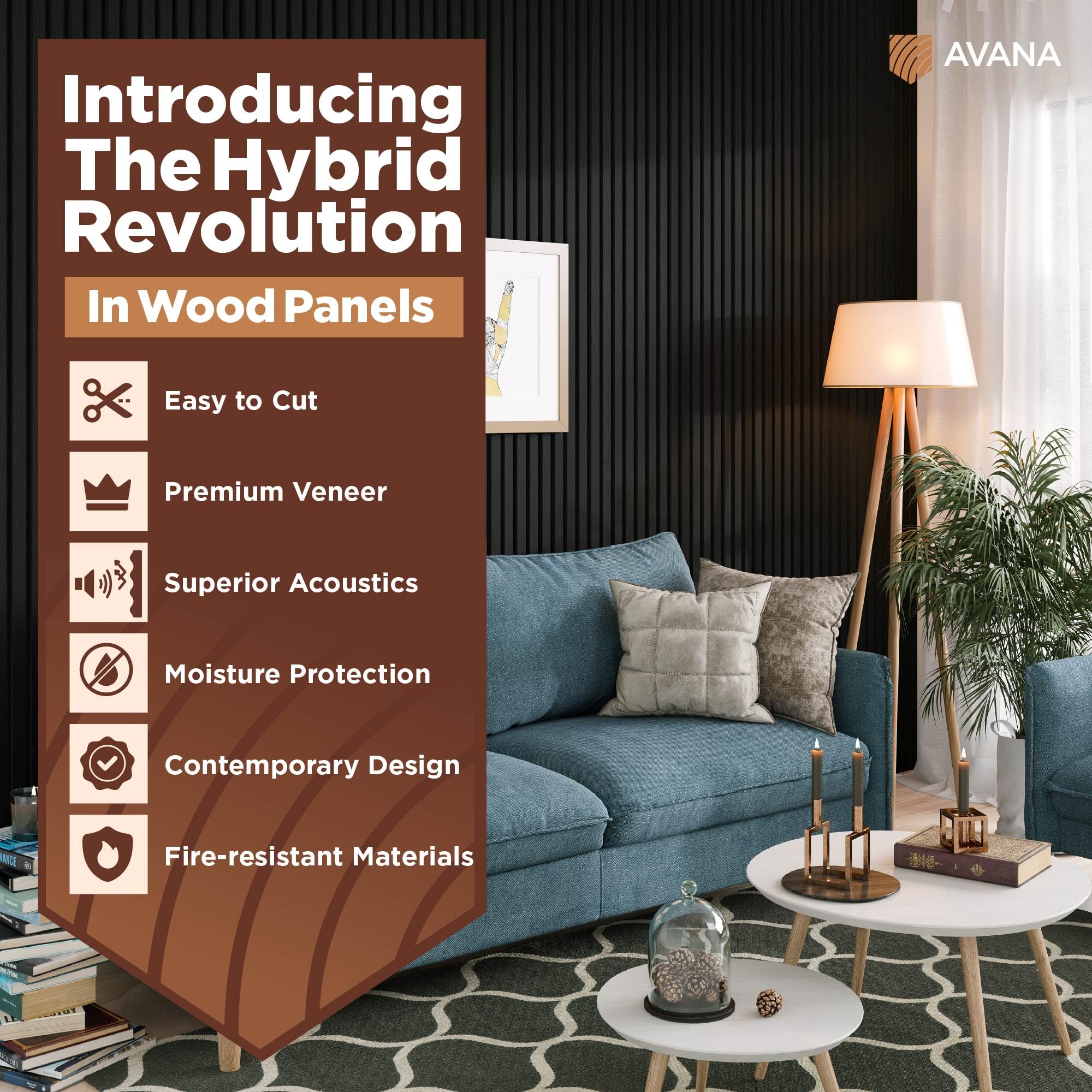 Avana Modern Acoustic Wood Wall Panels   47.2 X 12.6 Inch Black Oak Acoustic 2 Pcs   Wall Panels For Interior Wall Decor For Hom