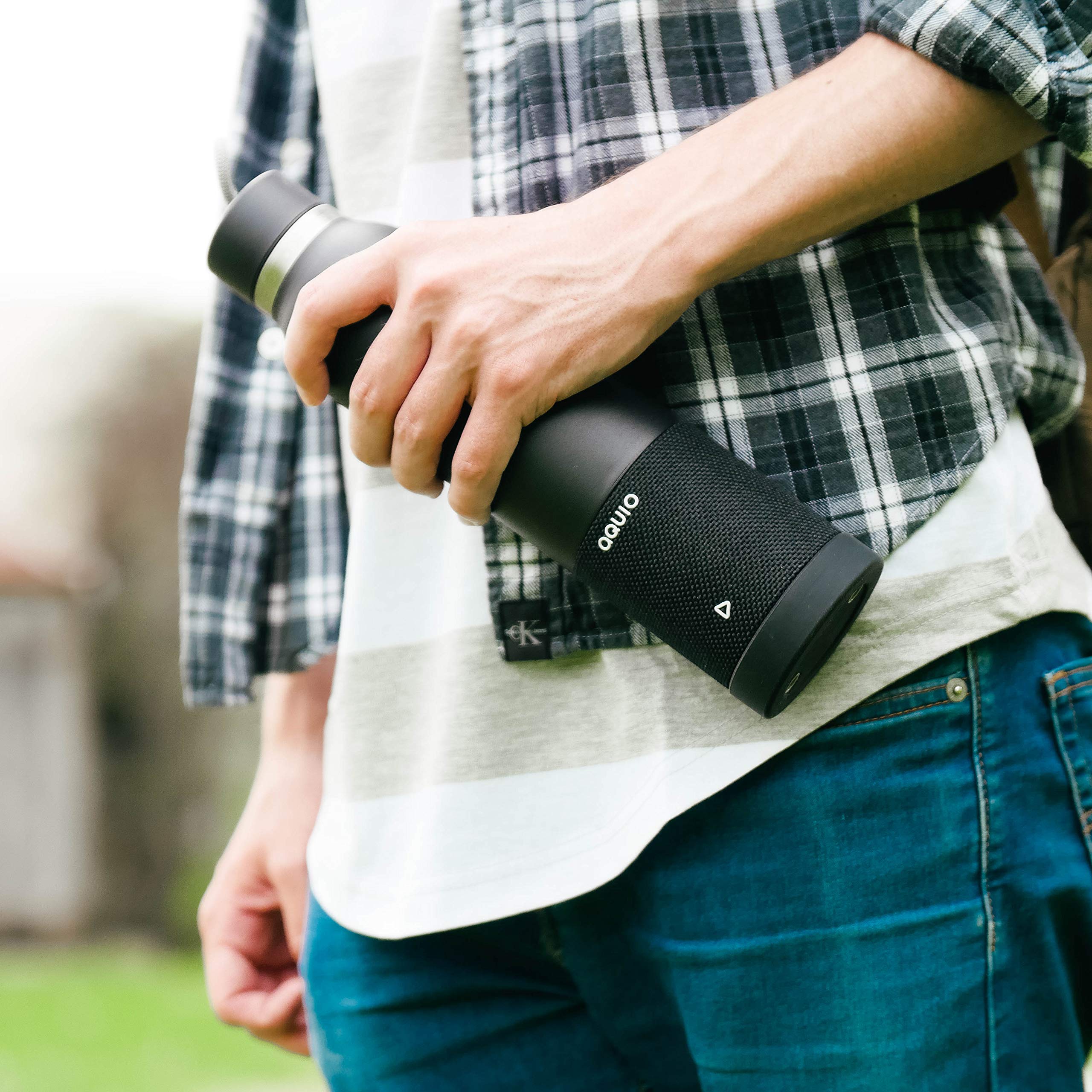 Aquio Ibtb2Bb Double Wall Steel Insulated Hydration Bottle With Rechargeable Bluetooth Wireless Speaker, Powered By Ihome, Midni