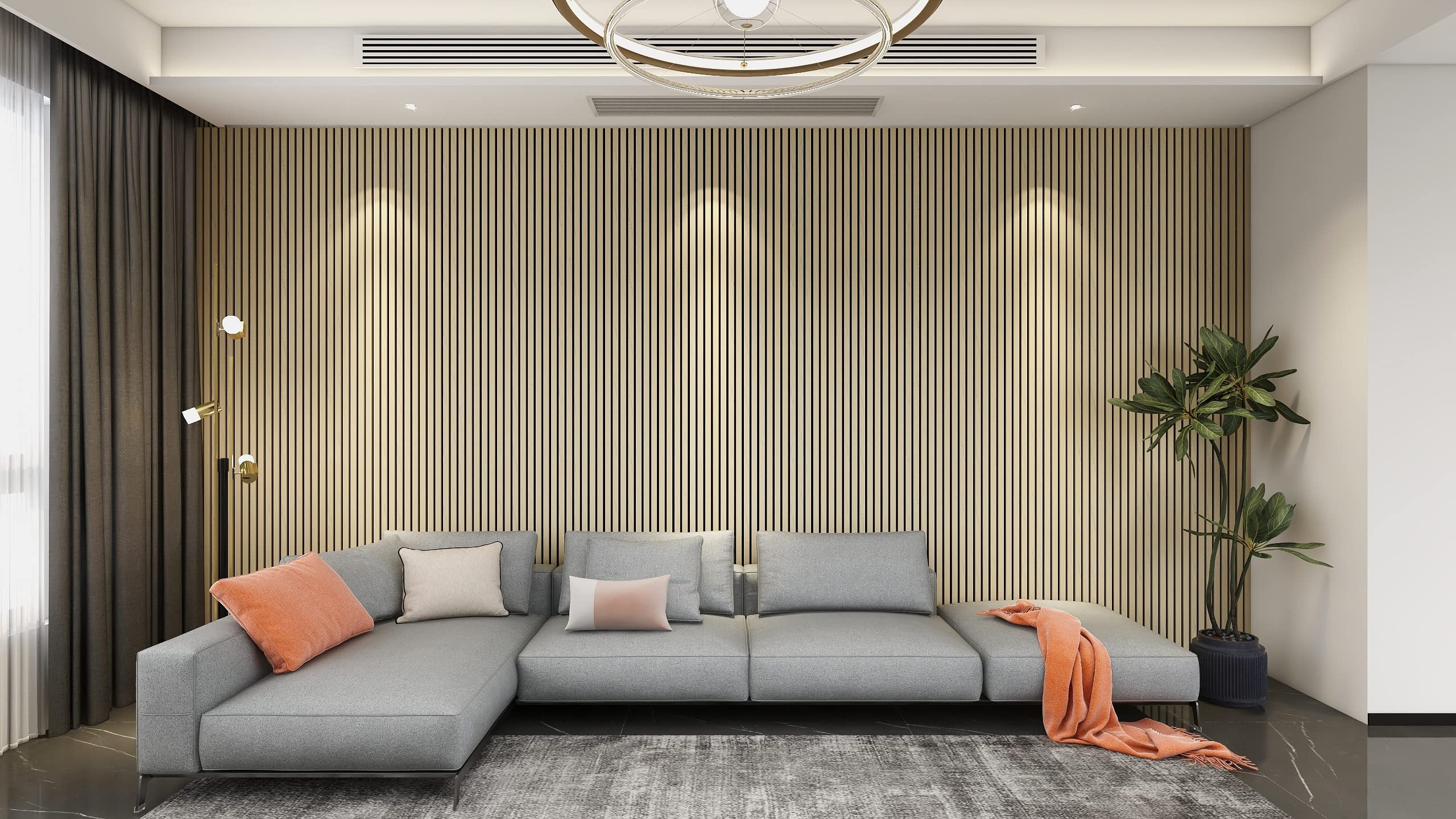 Concord Acoustic Wall Panels | Wood 3D Wall Panels Slat Wall Paneling - Pine | 94.5    X 5    Each | Soundproof Paneling | Wall