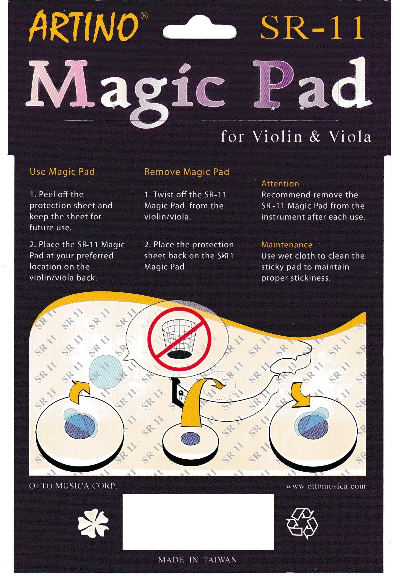 Ottomusica Sr11 Shoulder Rest Magic Pad For Violin And Viola