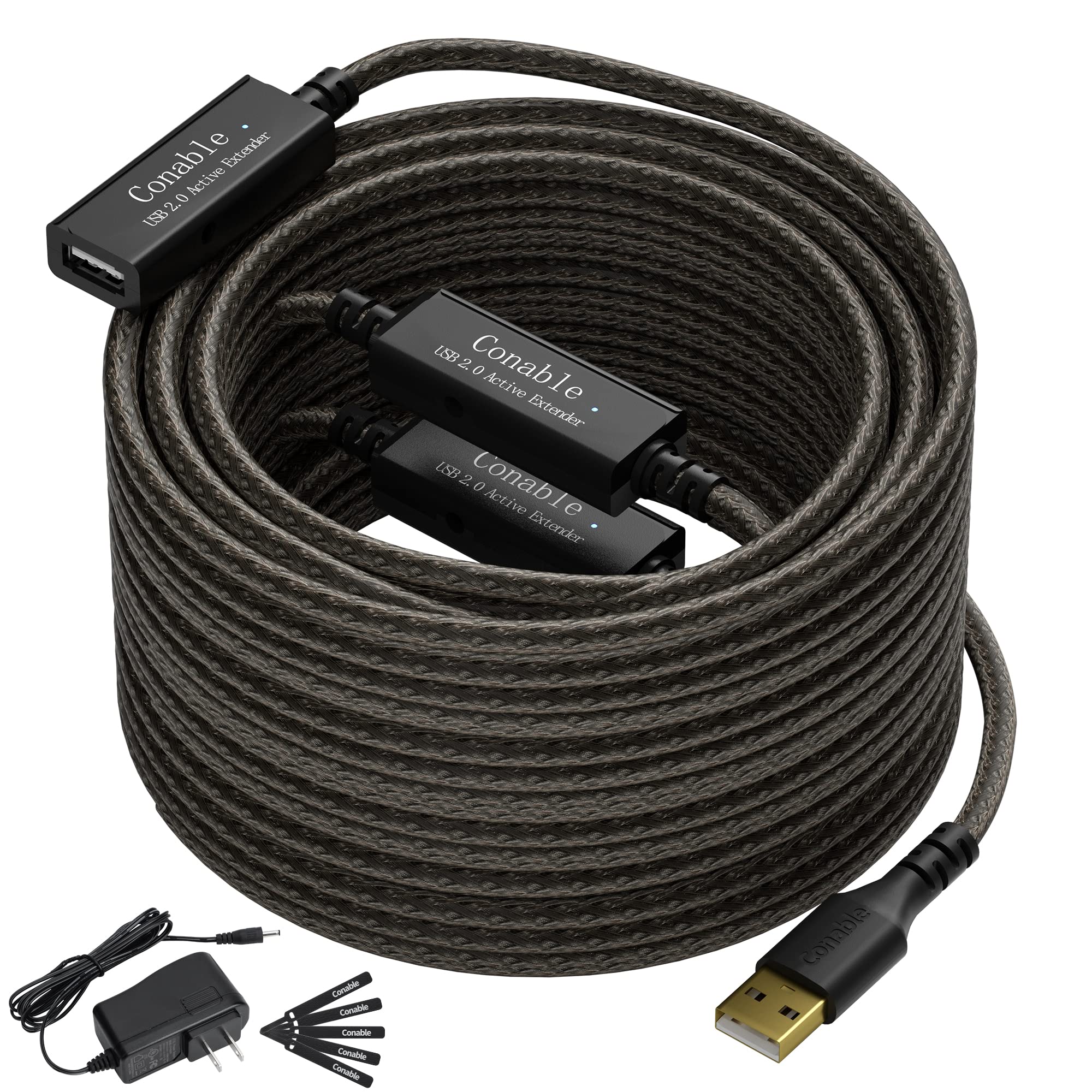 Active Usb Extension Cable 150 Feet, 22Awg Usb 2.0 A Male To Female Cord (From 2Ft To 150Ft For Selection), With 2 Extension Chi