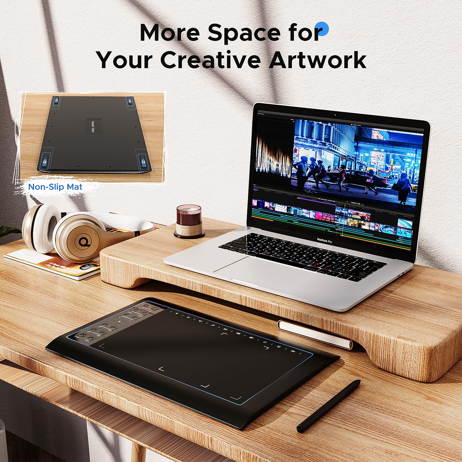 Teinenron Graphics Drawing Tablet With Stand,10X6 Inch Drawing Tablet With 8192 Level Pen,12 Hot Keys,Digital Drawing Pad Compat