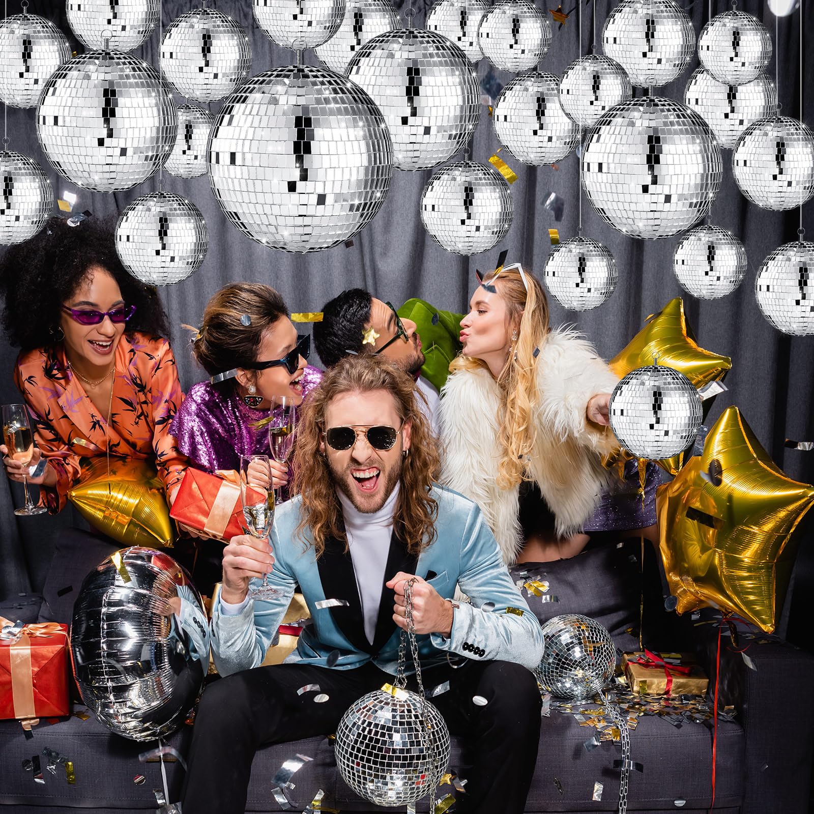 Sumind 25 Pcs Disco Balls Decor Disco Balls Silver Hanging Decorations Reflective Mirror Ball Wedding Dance And Music Festivals