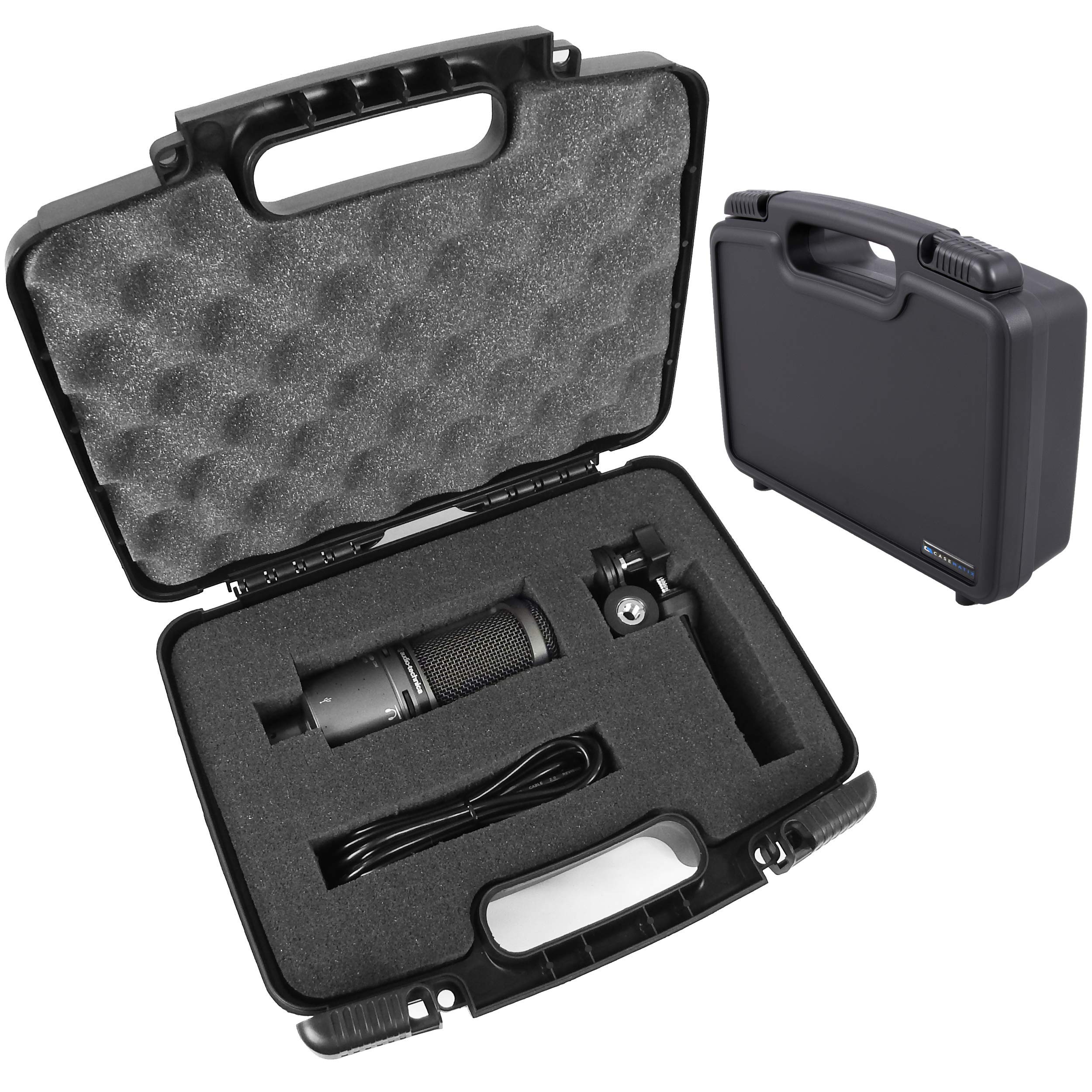 Casematix Microphone Hard Case Compatible With Audio Technica Atr2500X, Atr2100 Usb, At2022 Studio And More With Accessories For
