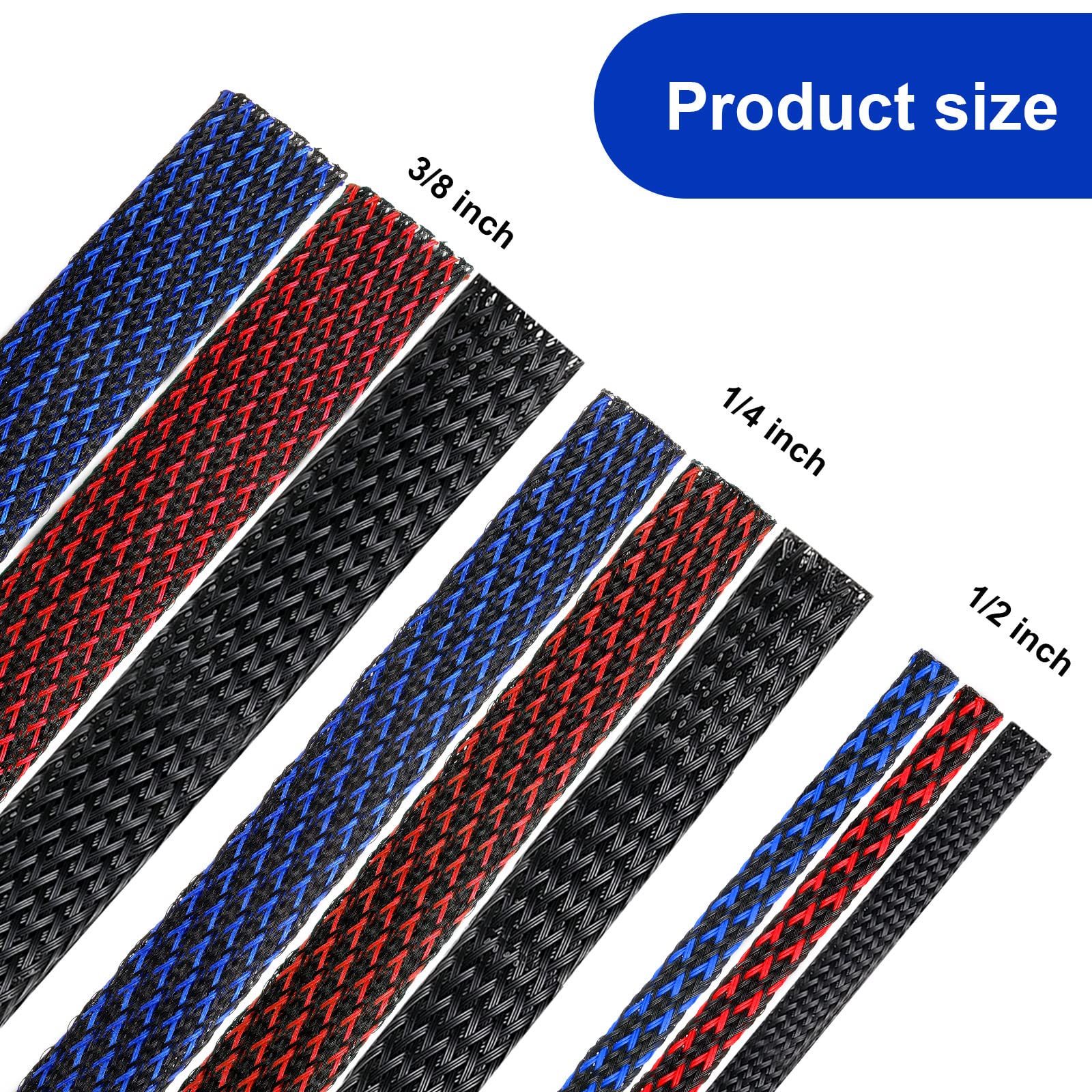 9 Roll 16 Ft Cord Protector Wire Loom Tubing Braided Cable Management Sleeve Pet Expandable Cord Organizer Cable Sleeves With 3