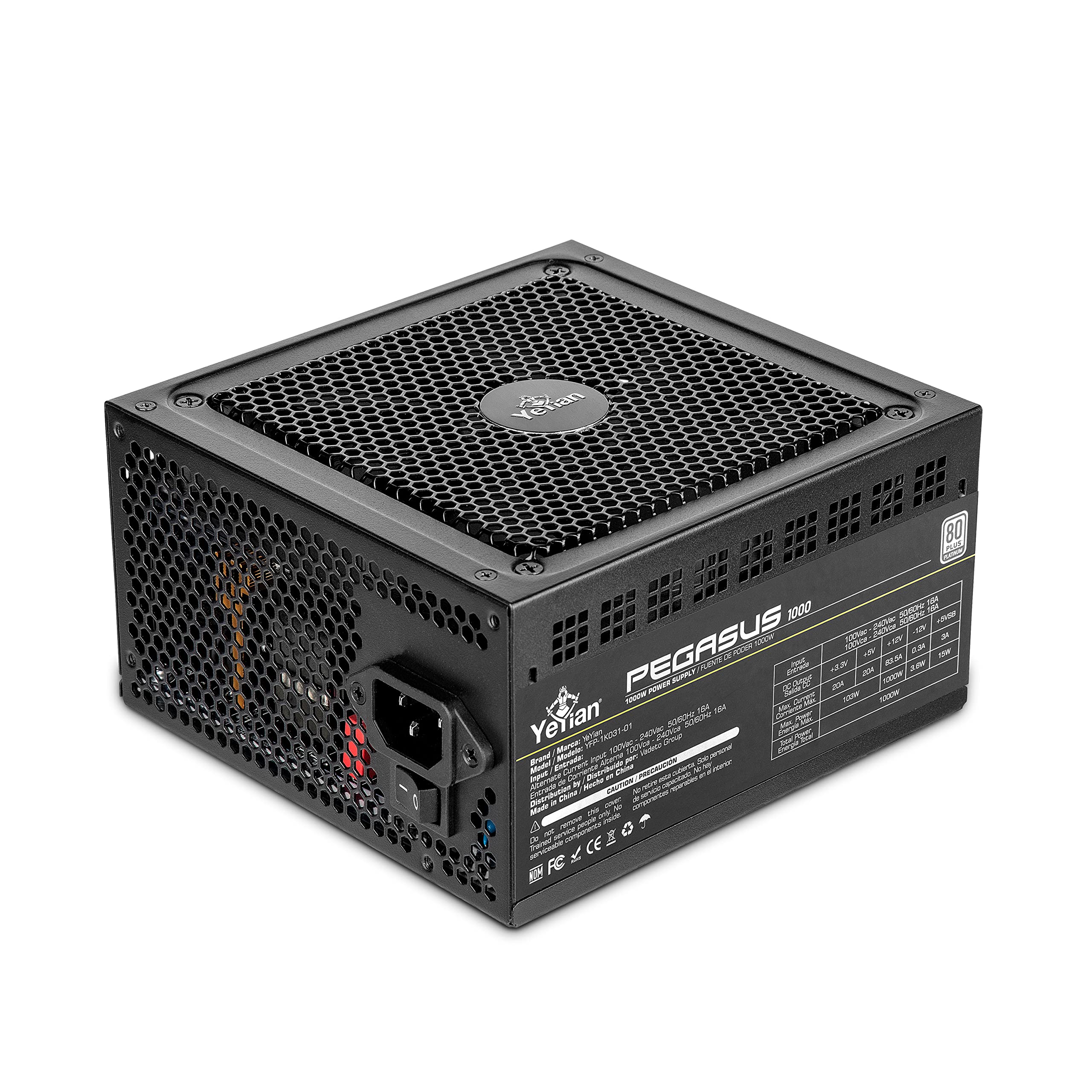 Yeyian Power Supply 1000W,80+ Platinum Certified Gaming Psu,Fully Modular Atx 3.0 12V Pcie 5.0 With 12+4 Pin Connectors Circuit,