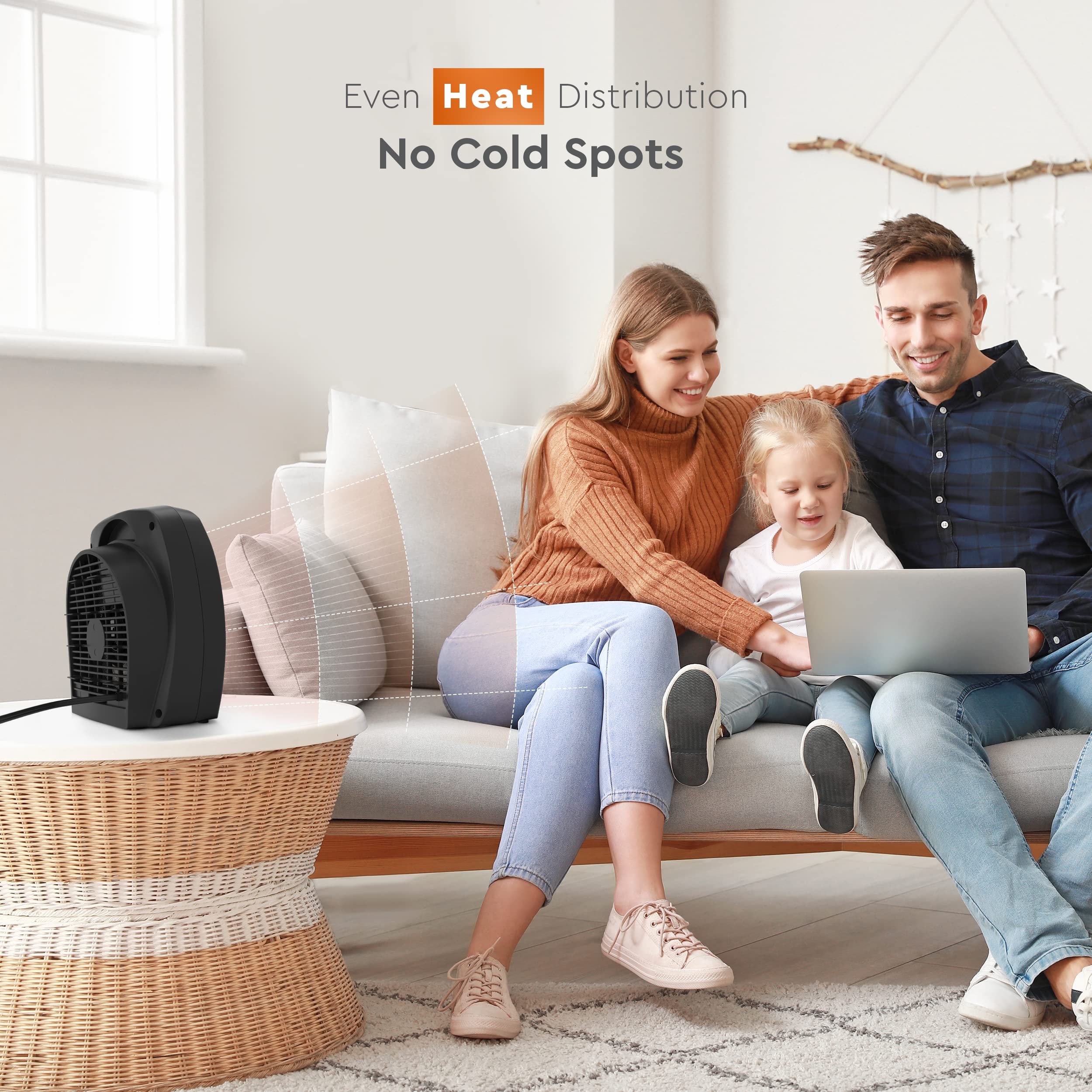 Comfort Zone Indoor Space Heater With Adjustable Thermostat, Fan Forced, Electric, Overheat Protection, Safety Tip Over Switch,